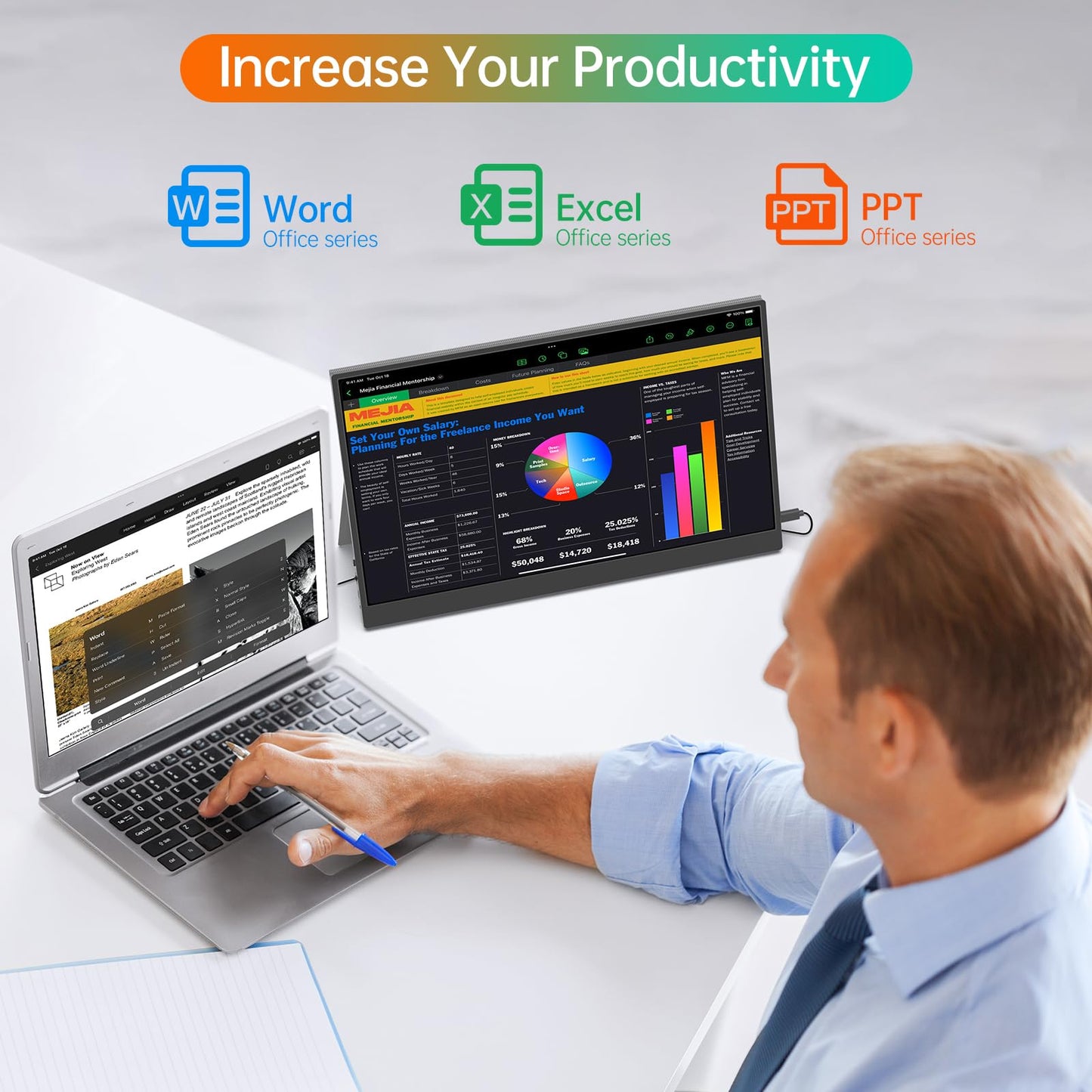 MNN 15.6 Inch Portable Monitor FHD 1080P IPS USB C HDMI
