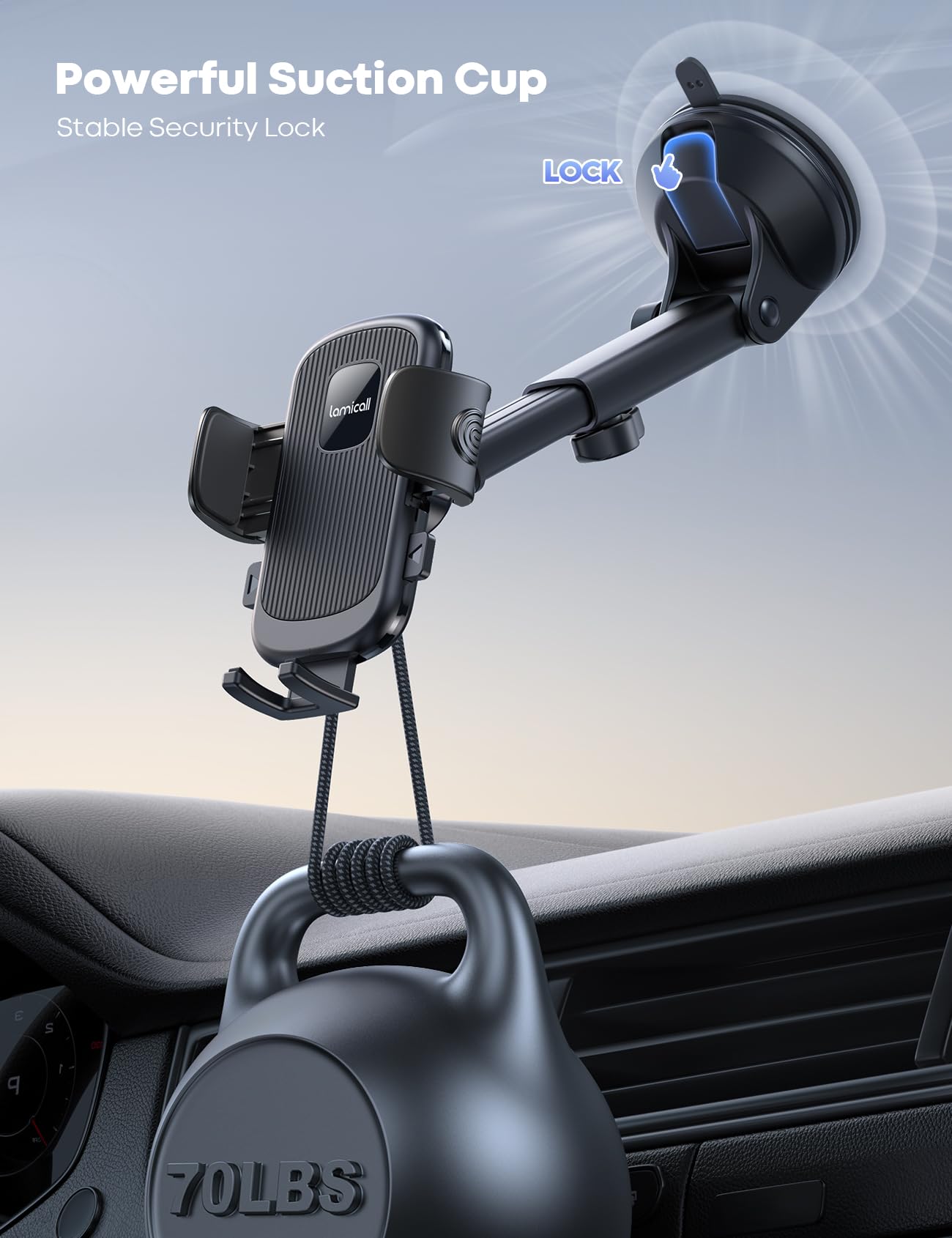 Lamicall Car Phone Holder 360 Degree Rotation Suction Mount