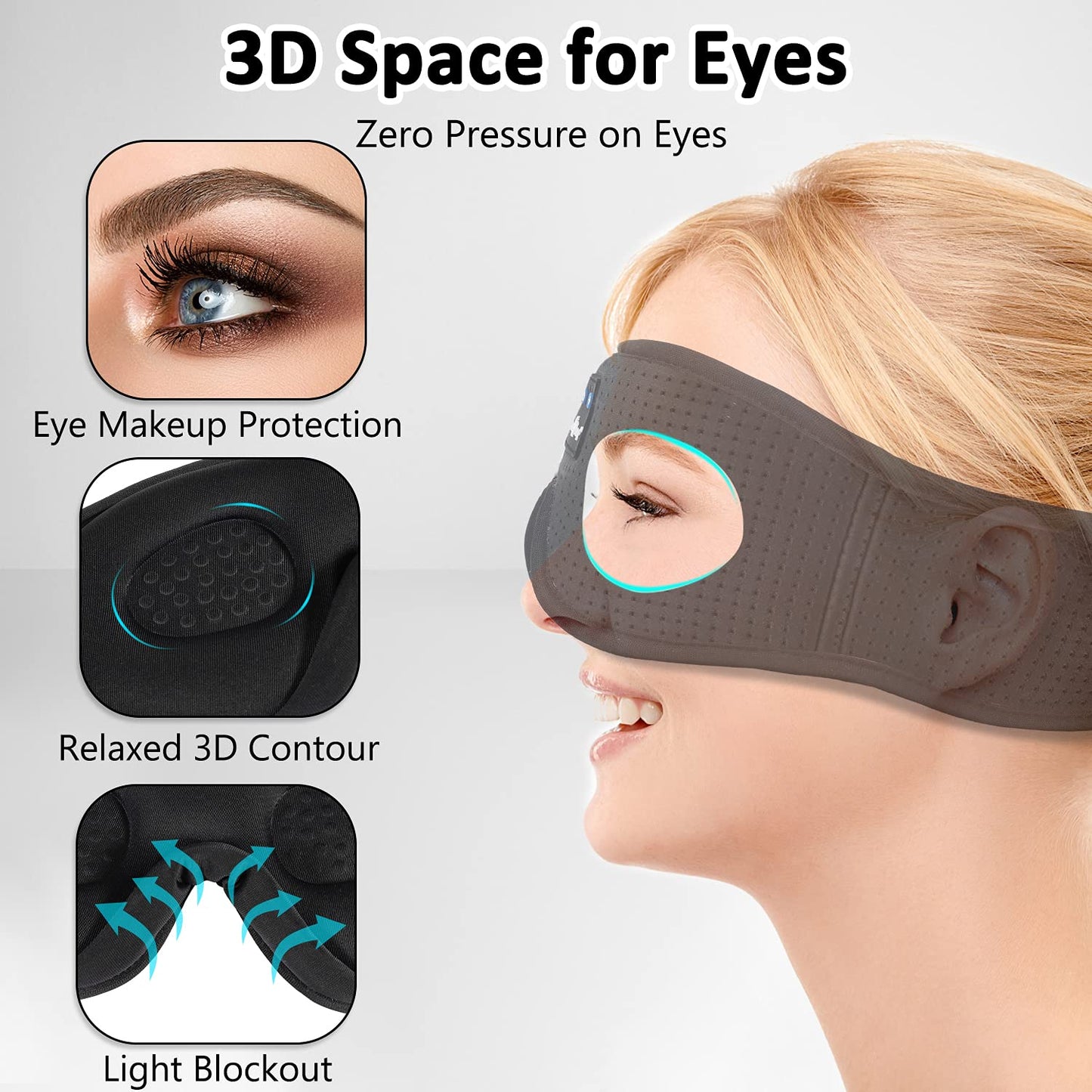 Sleep Headphones Bluetooth Eye Mask for Side Sleepers