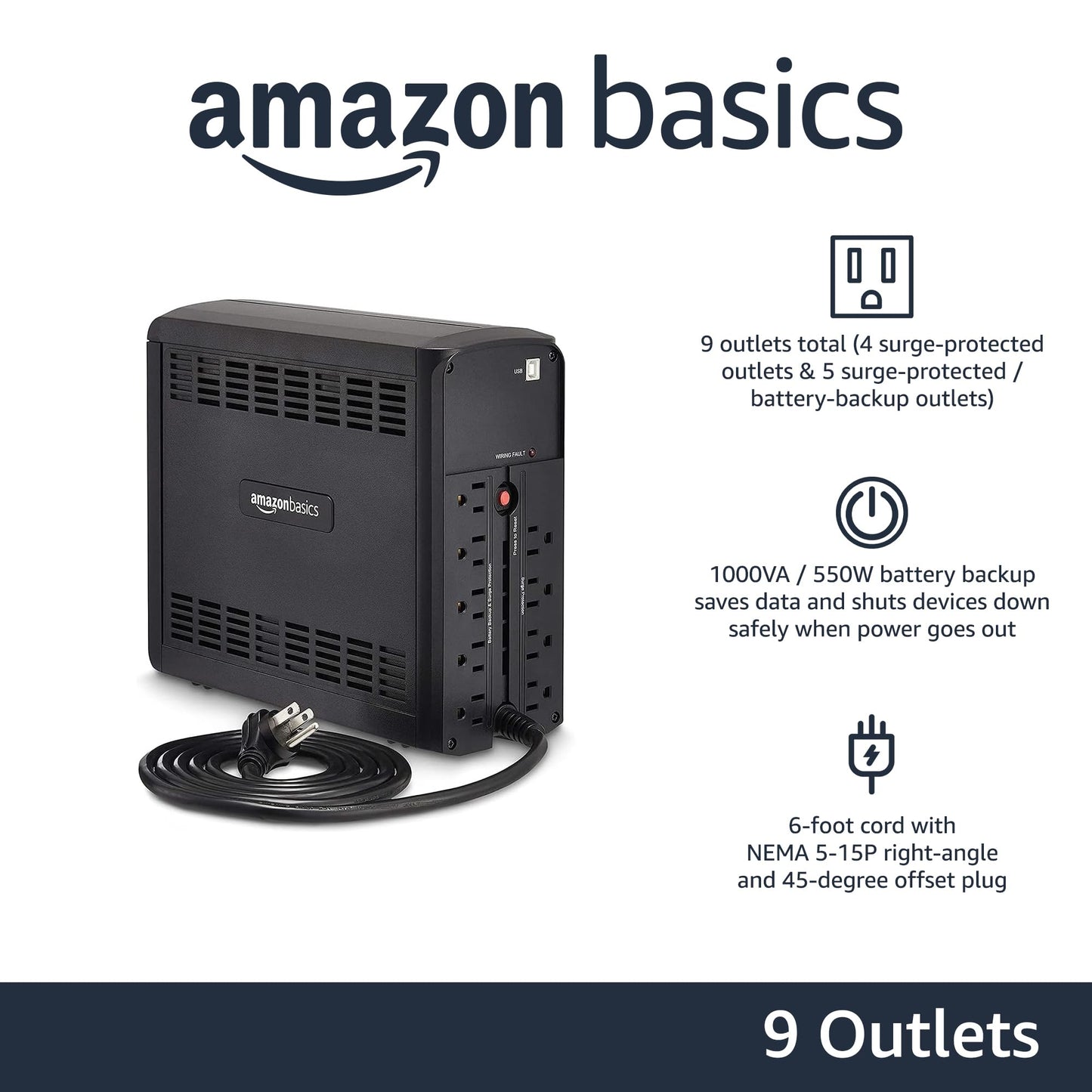 Amazon Basics UPS Battery Backup Power Outage Protection