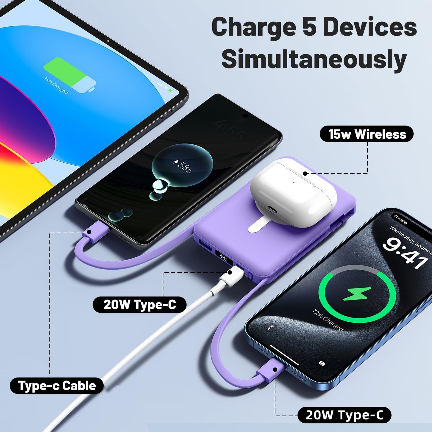 Azmuth 10000mAh Magnetic MagSafe Power Bank With LED Display