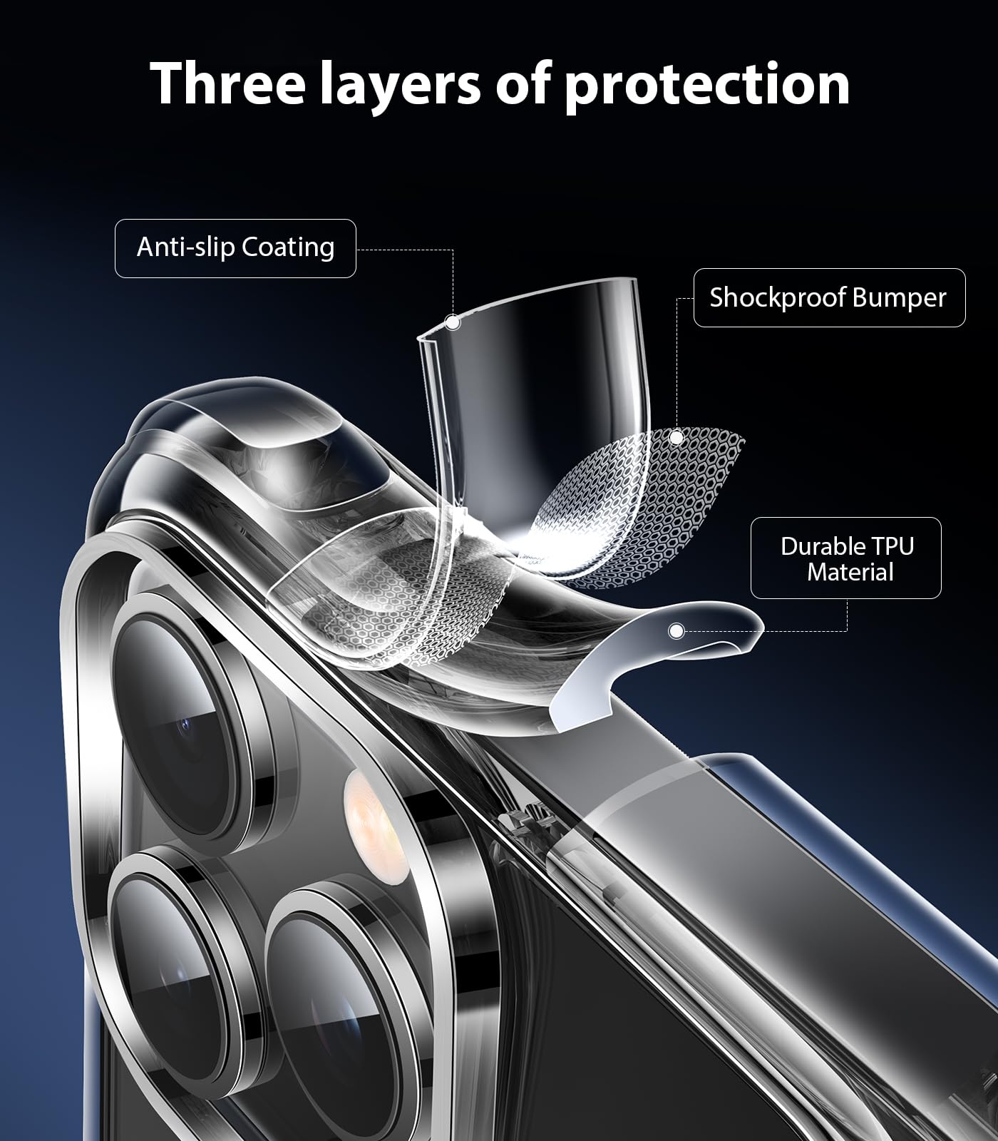 Mkeke Clear Case for iPhone 17 Pro Max Shockproof Bumper