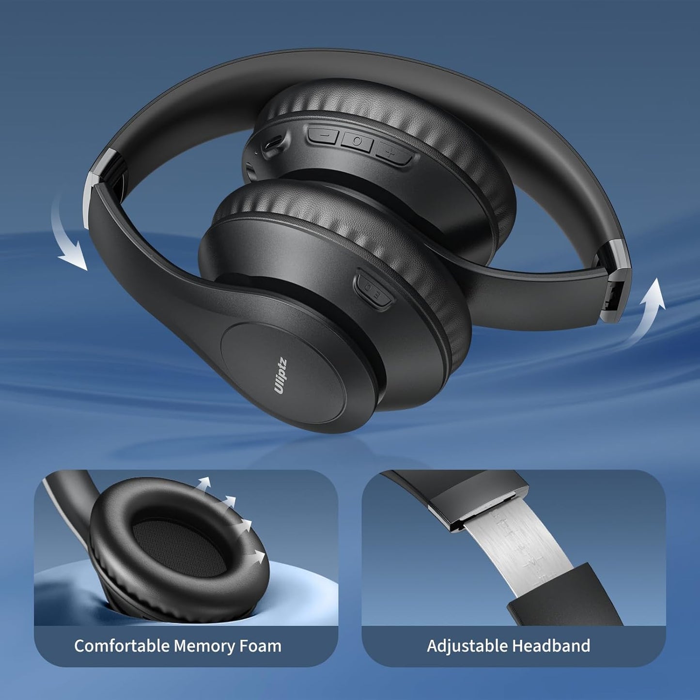 Uliptz Wireless Bluetooth Headphones 65H Playtime HiFi