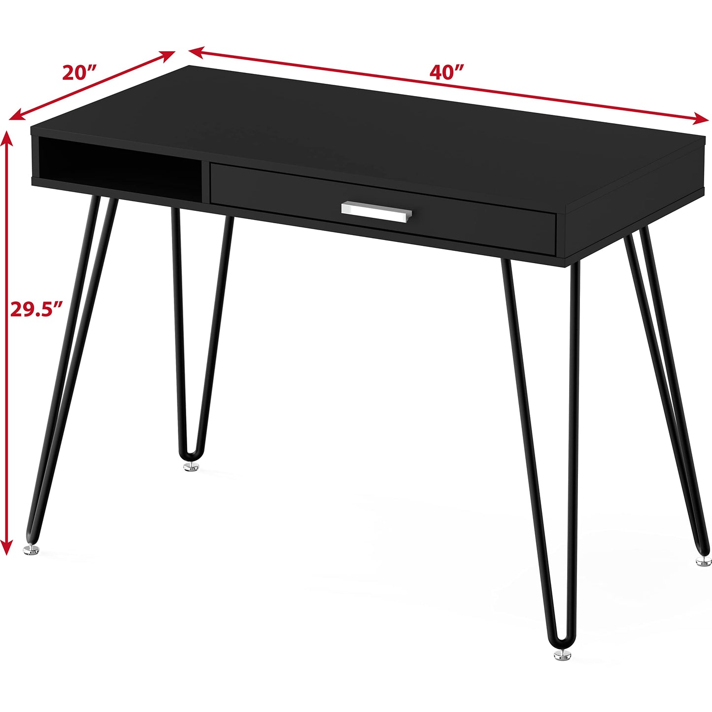 Elegant White Hairpin Leg Desk with Drawer