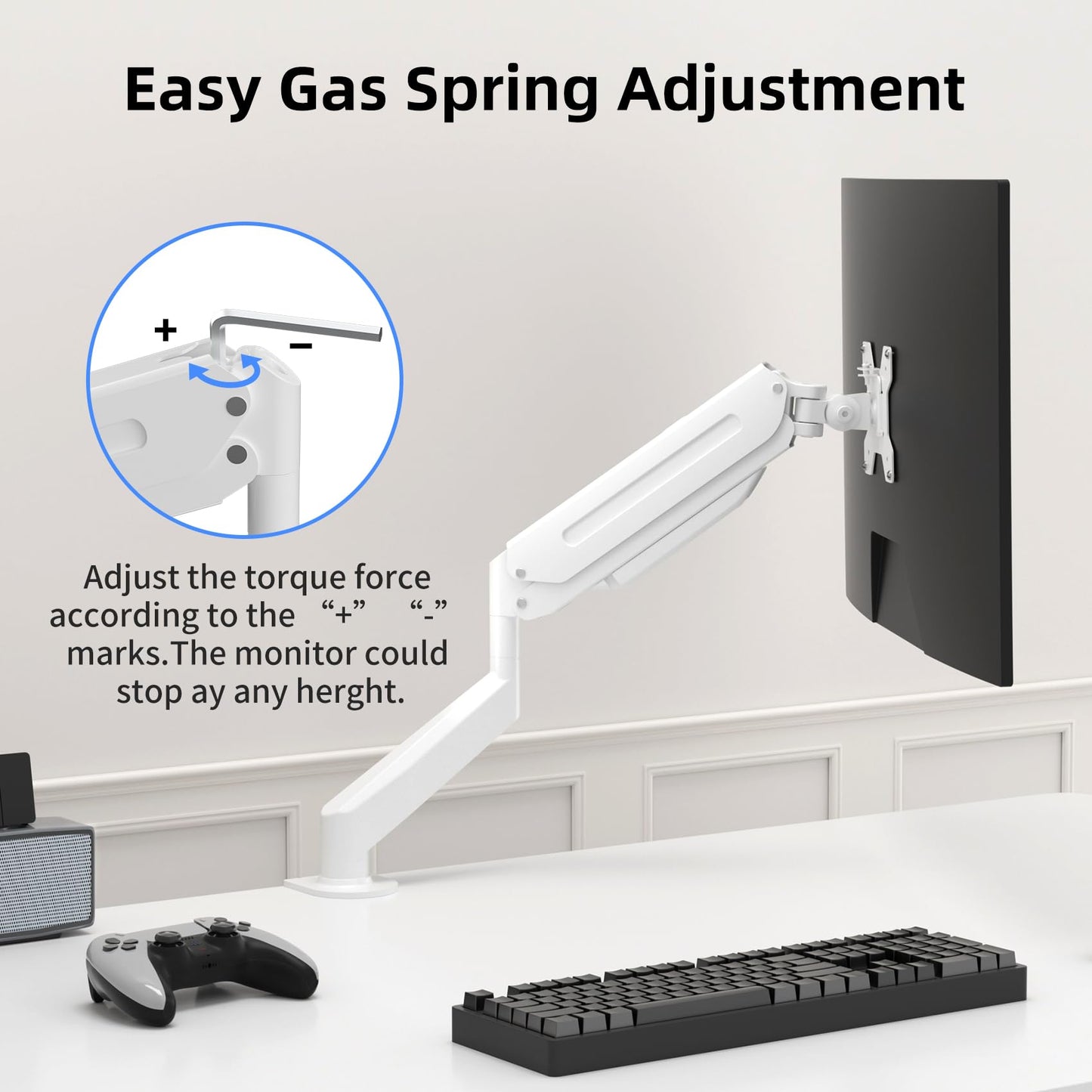 Suptek Gas Spring Monitor Arm Desk Mount Fits 17 to 32 Inch