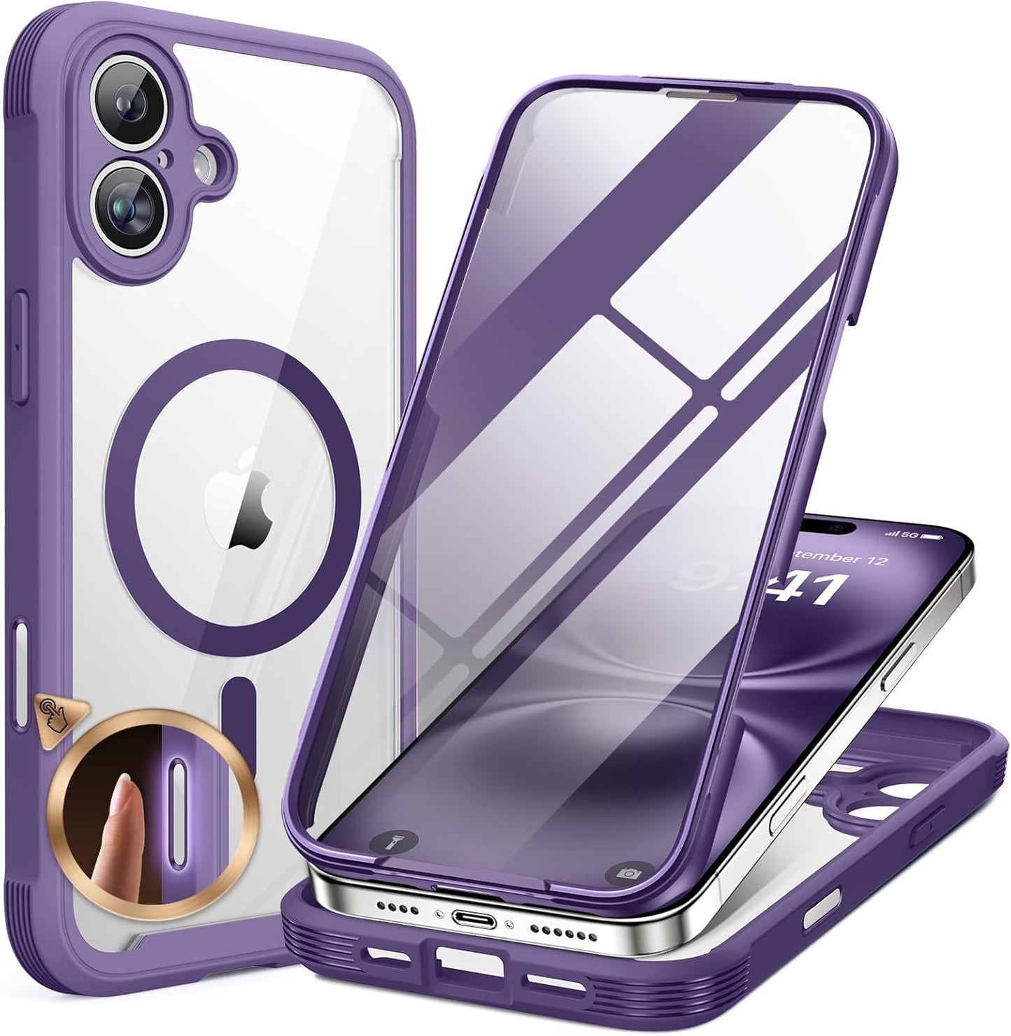 Miracase Glass Series iPhone 11 Rugged Case 6.1 9H Purple