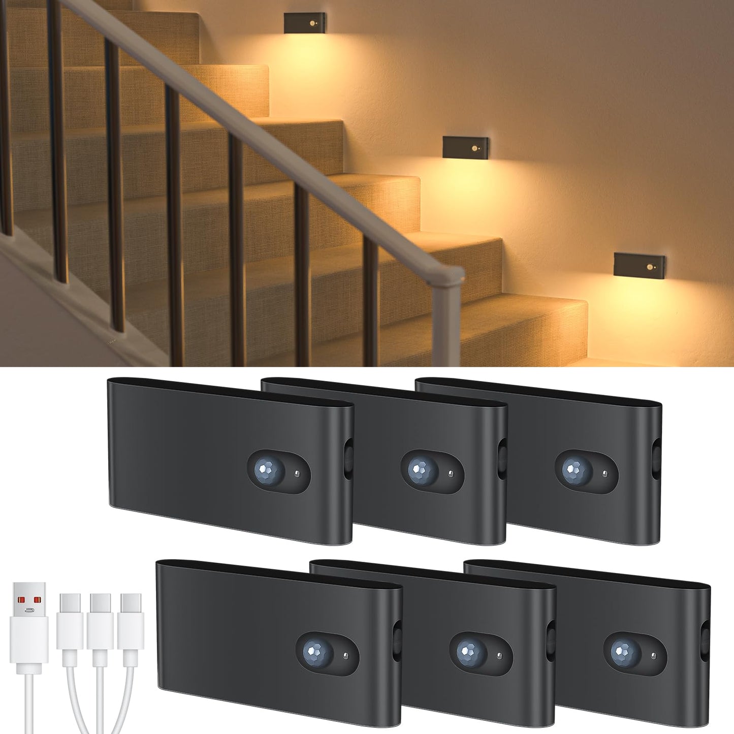 WILLED Motion Sensor Night Light Rechargeable Stair Lights