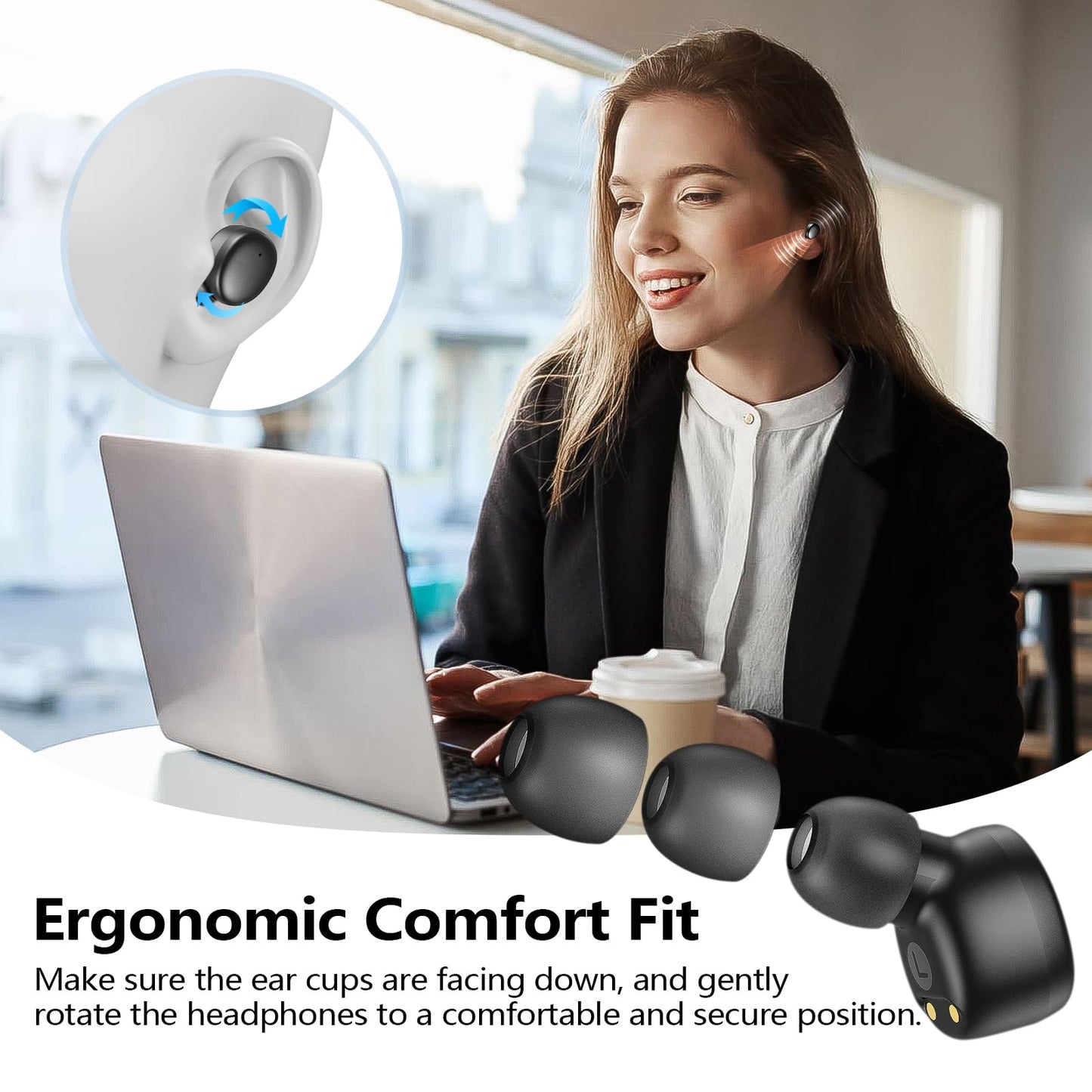 Kurdene True Wireless Earbuds Bluetooth 5.3 Lightweight Bass