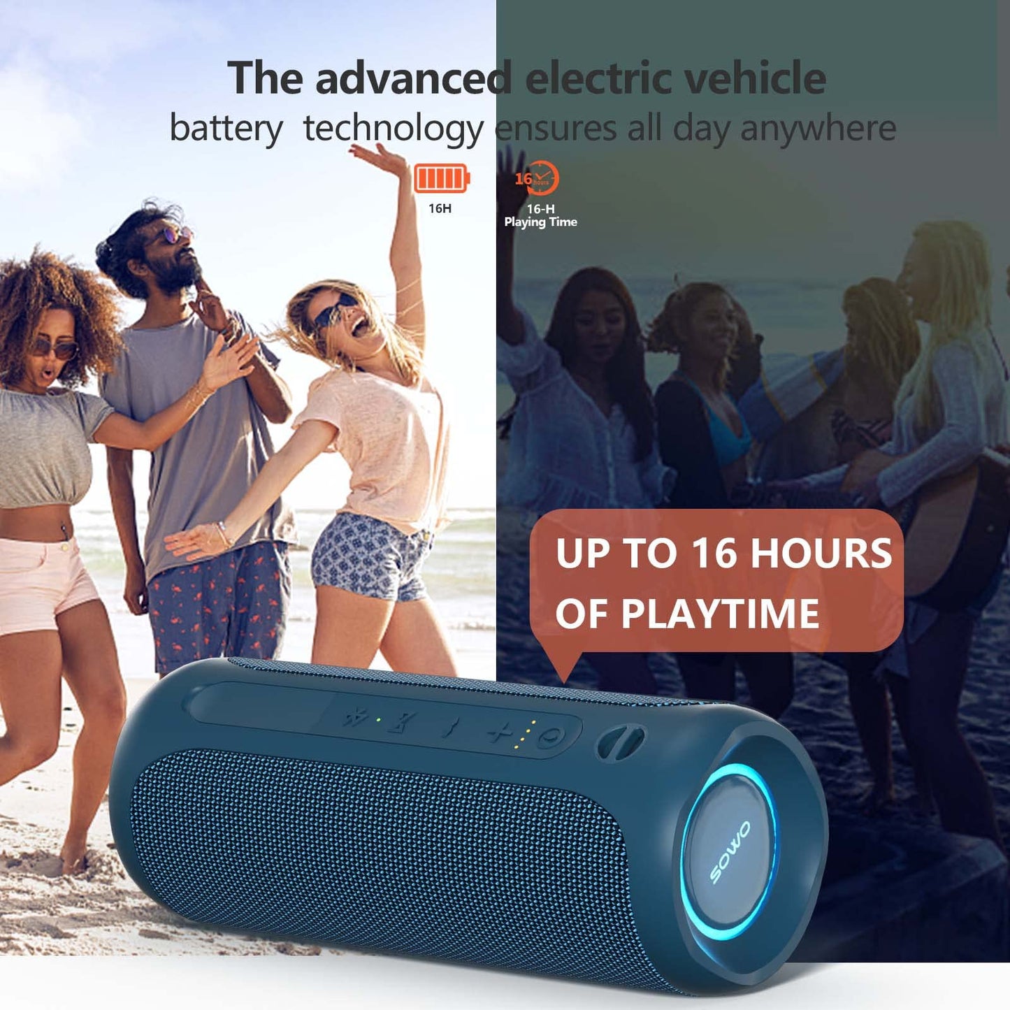 Wireless Portable Speaker IPX7 Waterproof 25W Stereo Sound