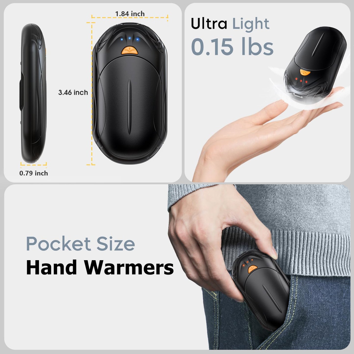 AI Hand Warmers 2 Pack Rechargeable Portable Pocket Heaters