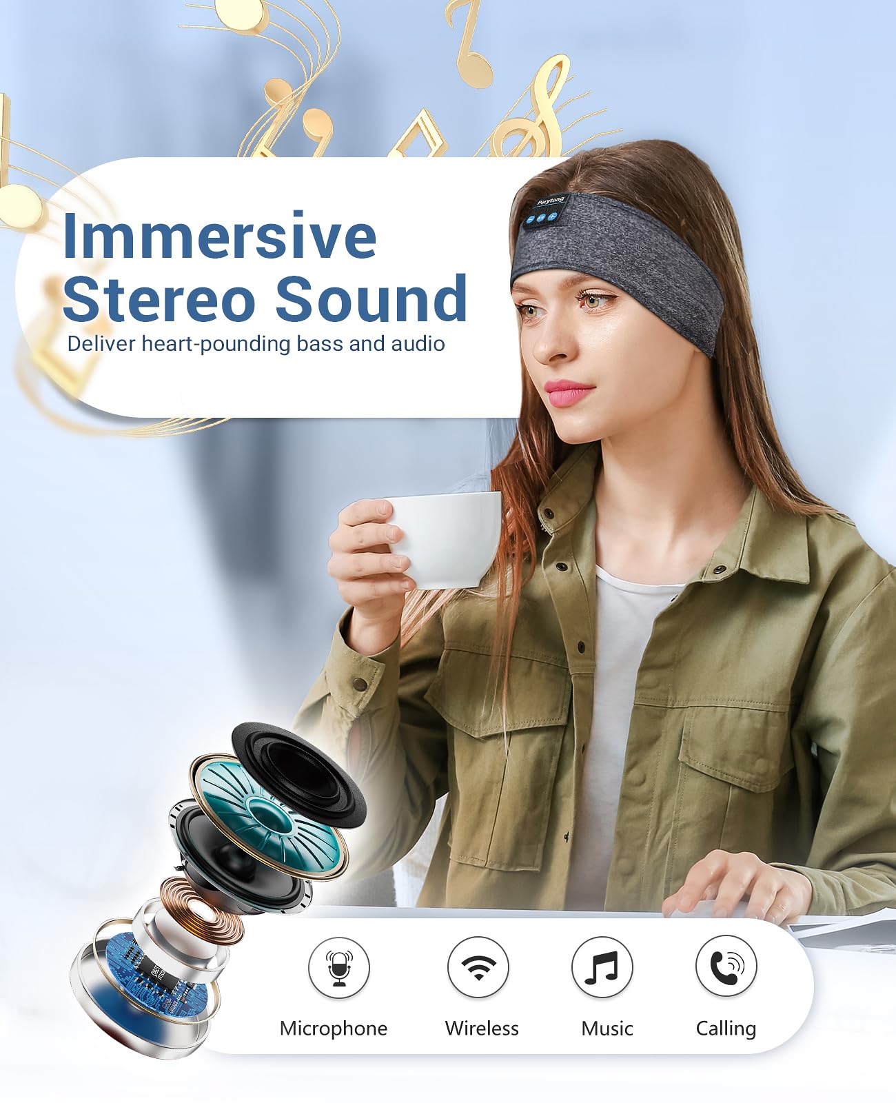 Perytong Sleep Headphones Wireless Bluetooth Headband