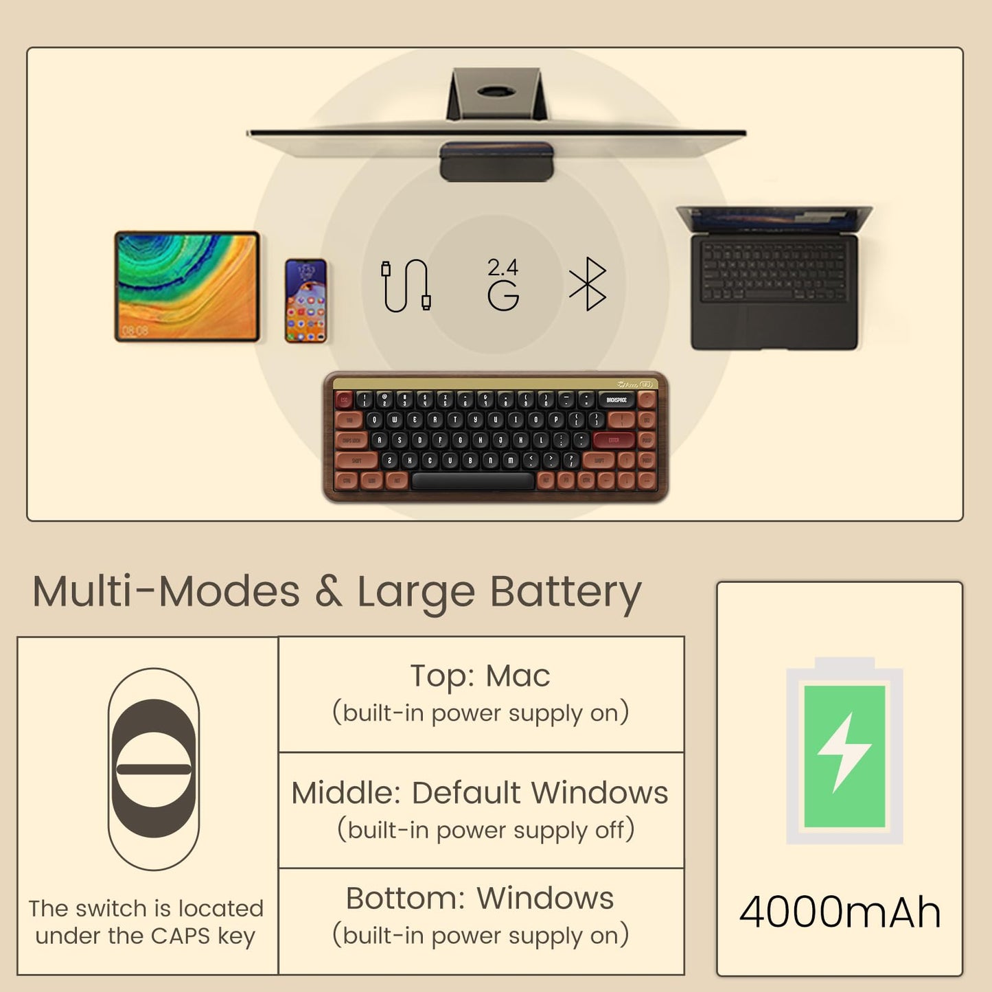 Akko Mechanical Gaming Keyboard With Walnut Case