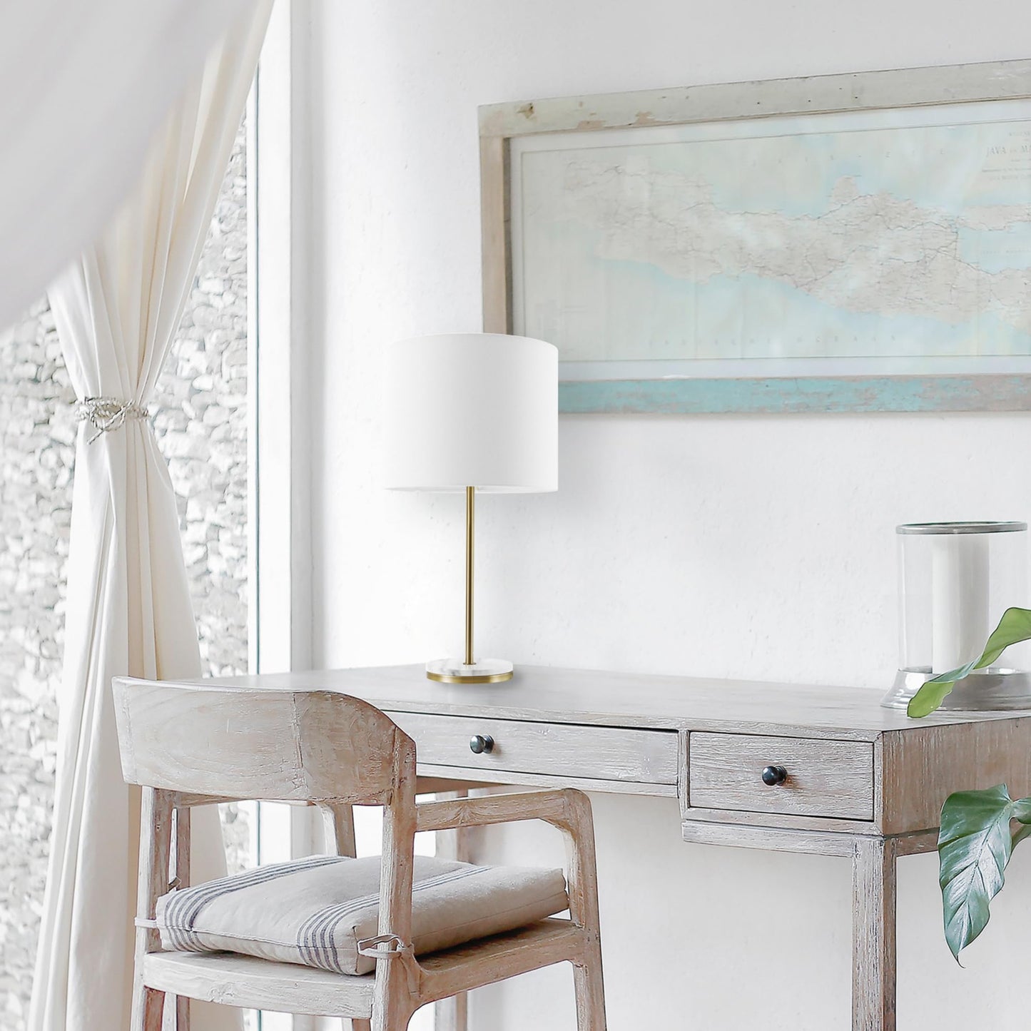 Metallic Gray Table Lamp with Dual Pull Chains for Versatile Lighting