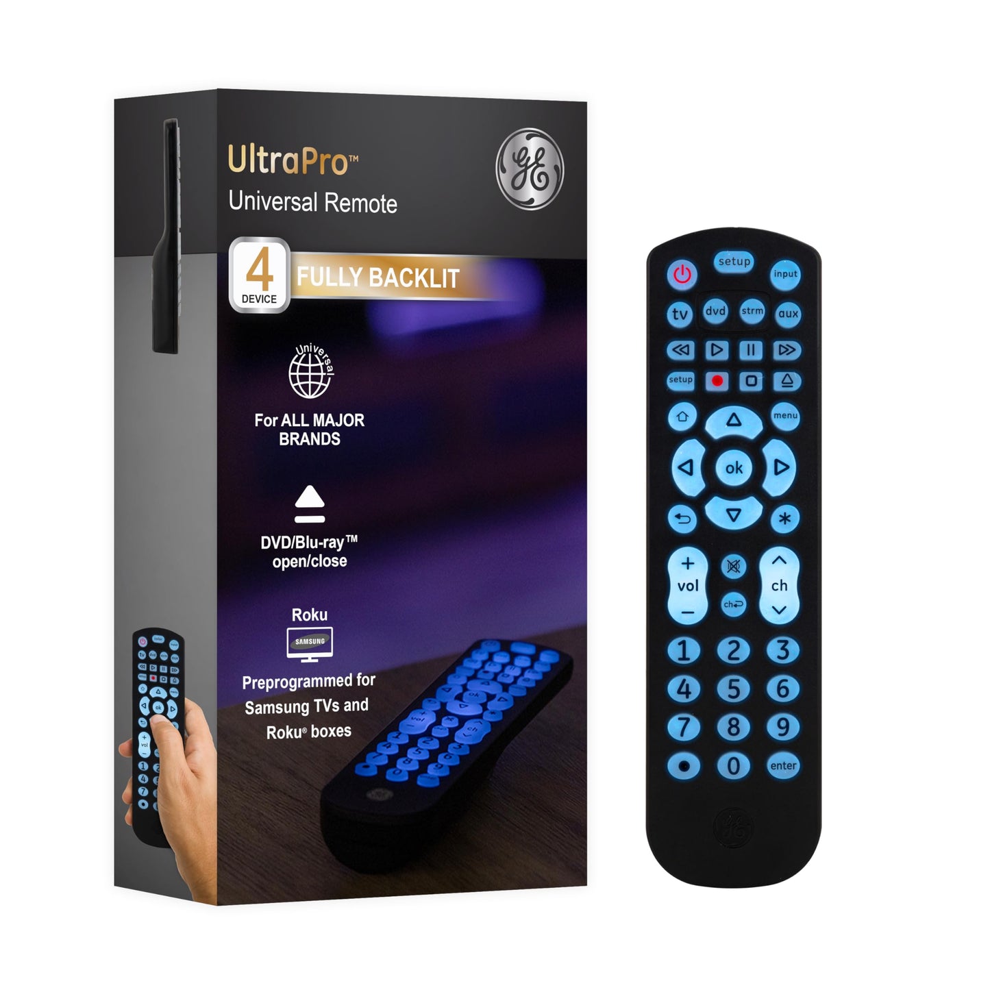 Universal Remote Control for 4 Devices in Black