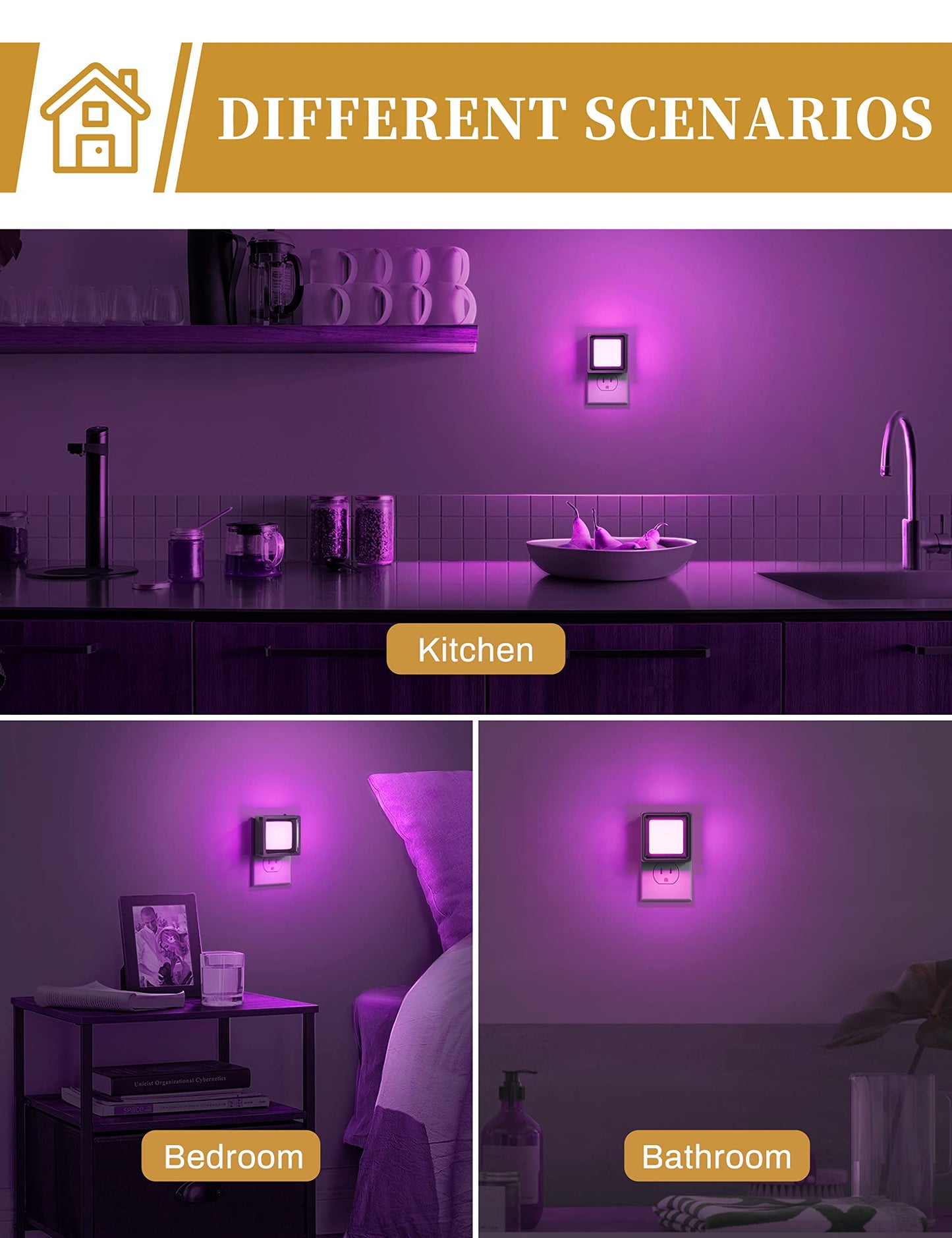 DORESshop LED Night Light 2 Pack Dusk to Dawn Dimmable