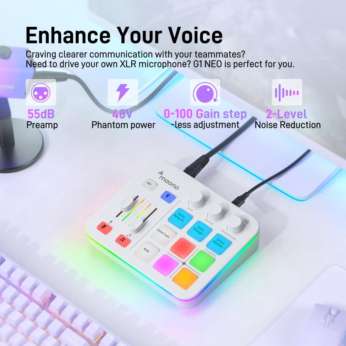 MaonoCaster G1 NEO Gaming Audio Mixer With Pro Preamp RGB