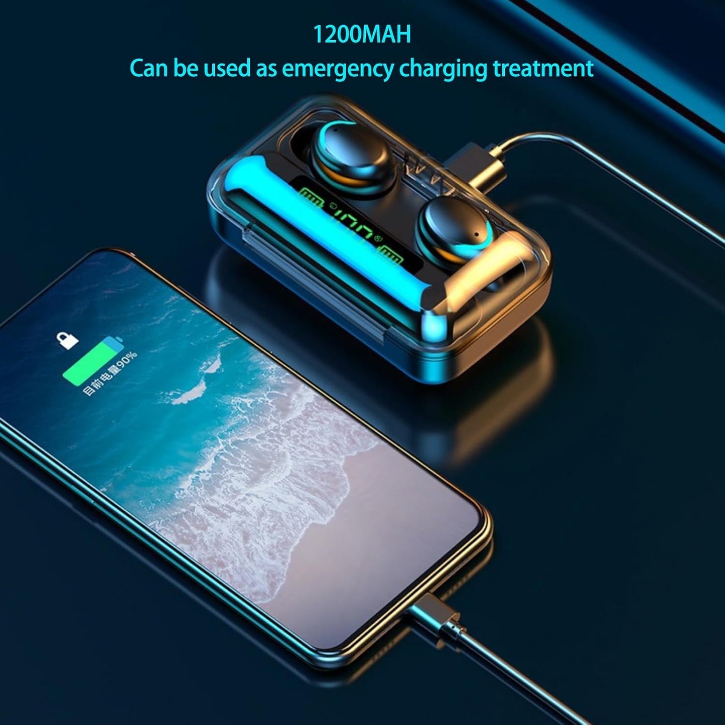 Wireless Earbuds Bluetooth 5.3 Noise Cancelling LED Case