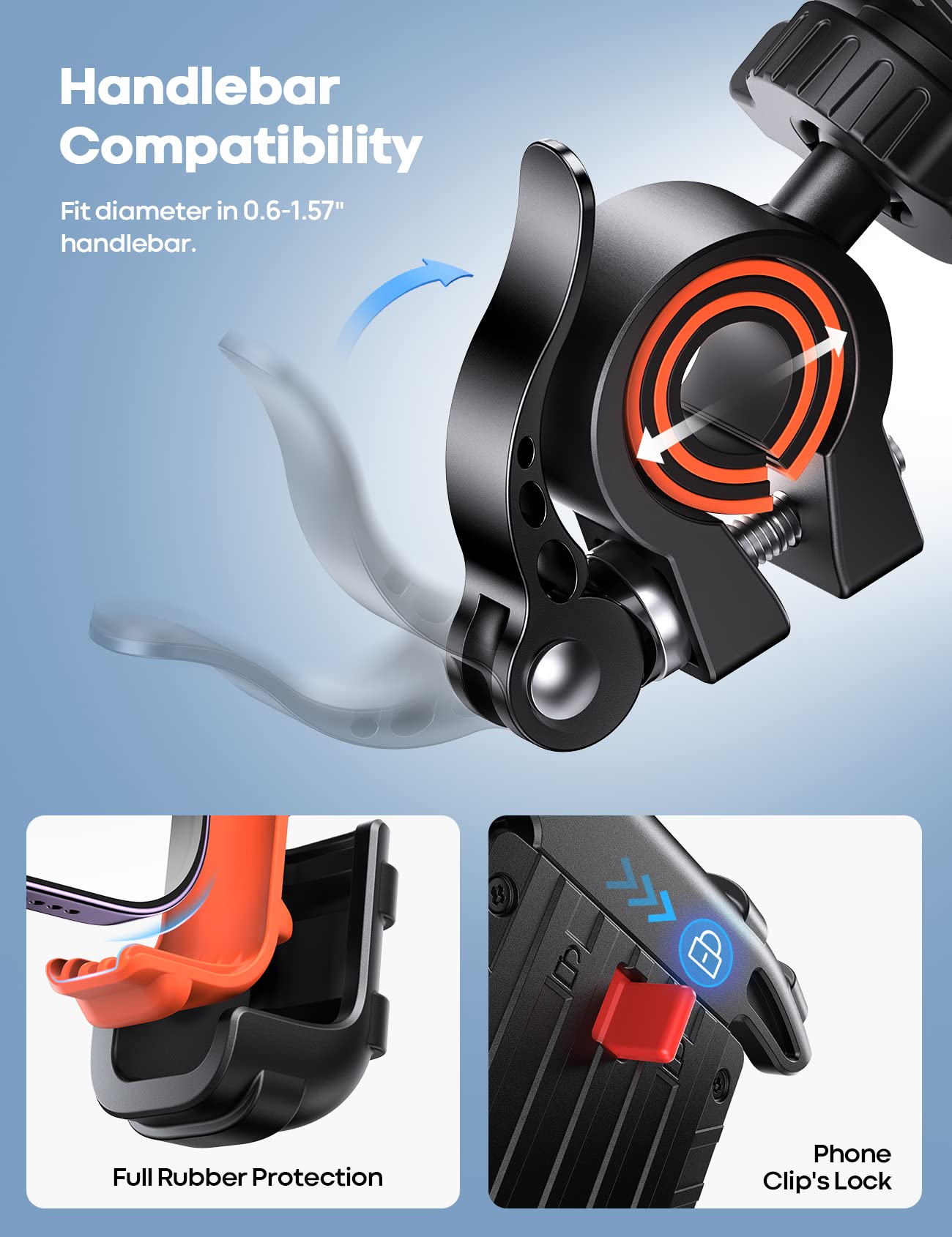 Lamicall Bike Phone Holder for Motorcycle Handlebar Clamp