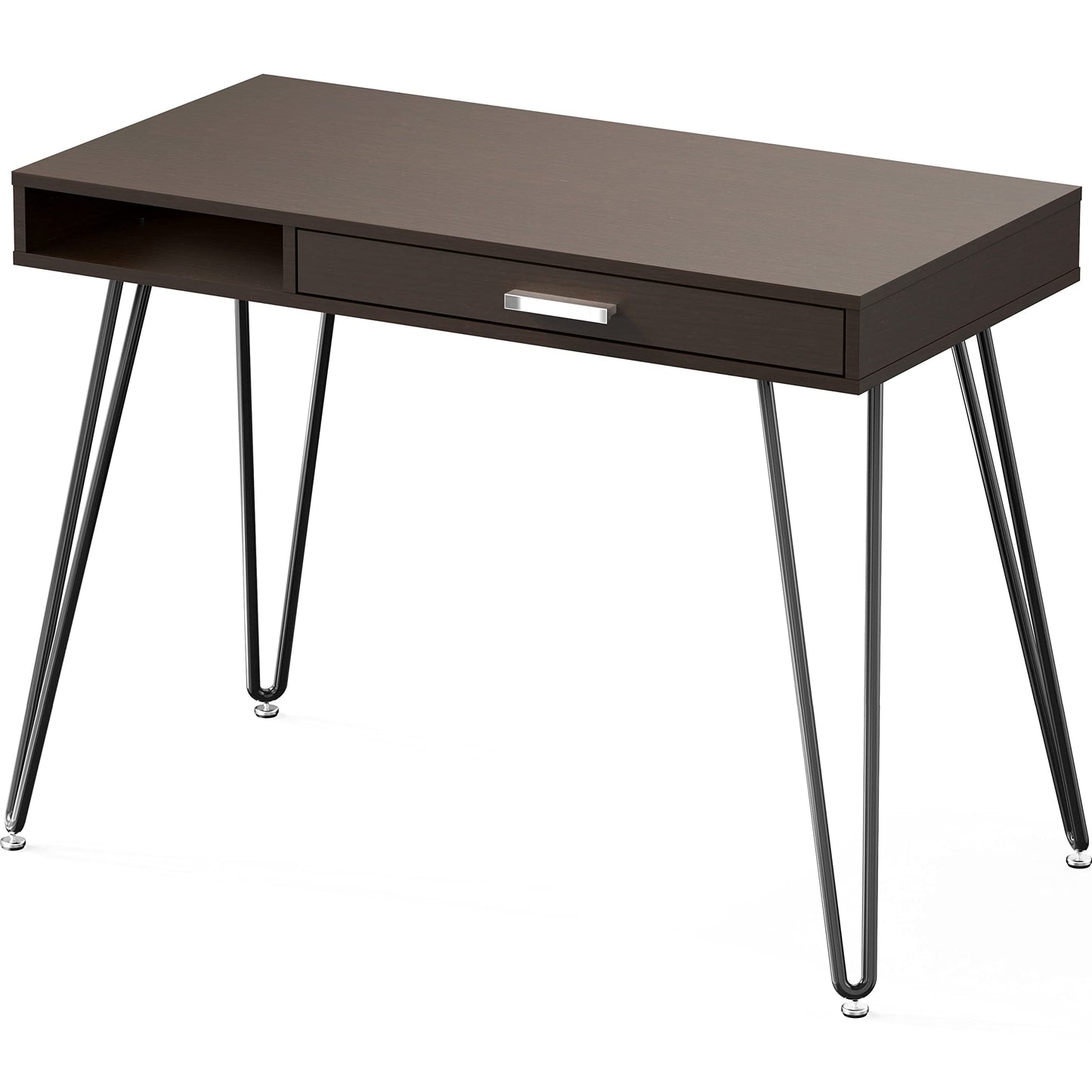 Elegant White Hairpin Leg Desk with Drawer