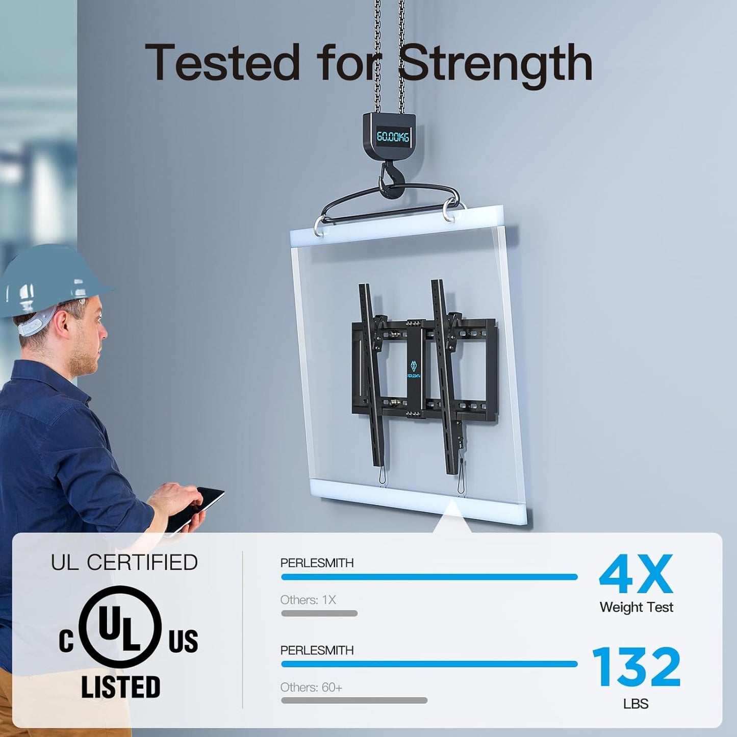 Perlesmith UL Listed Tilt TV Mount For 37 To 82 Inch