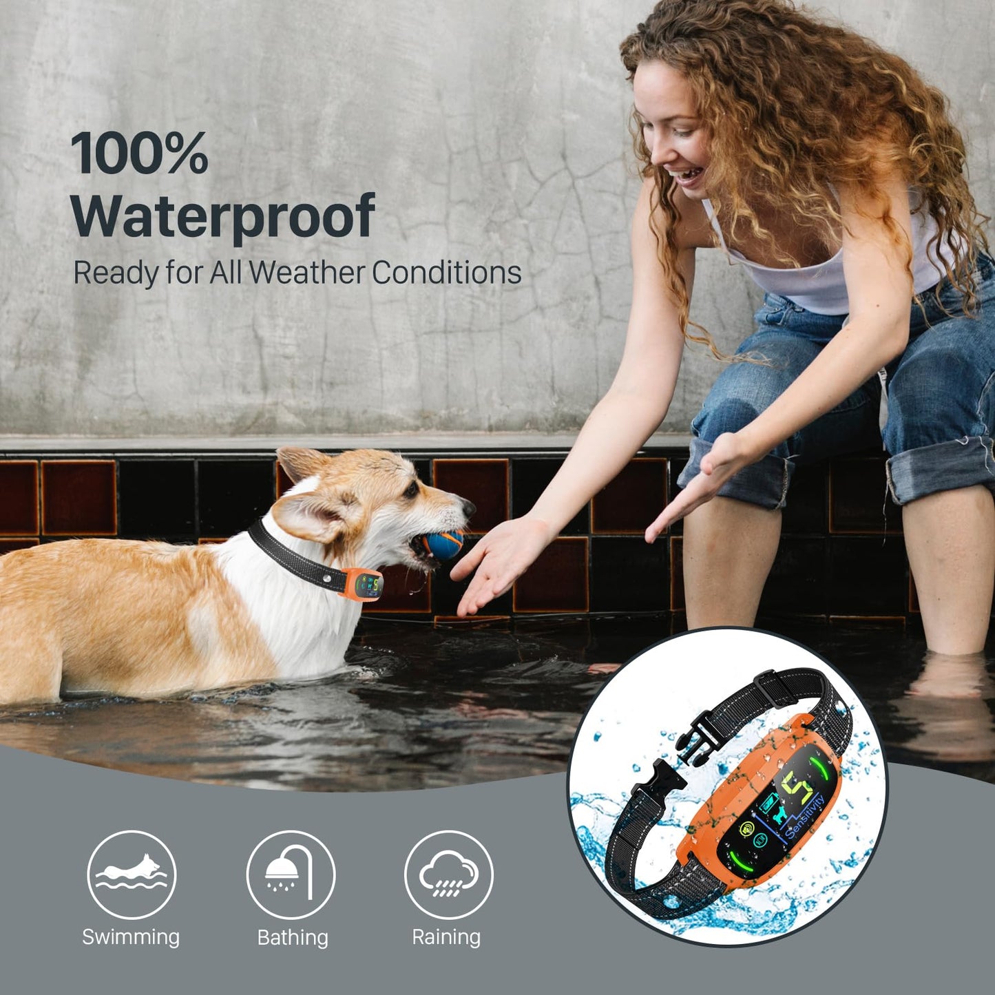 Rechargeable Dog Bark Collar with Adjustable Sensitivity Levels