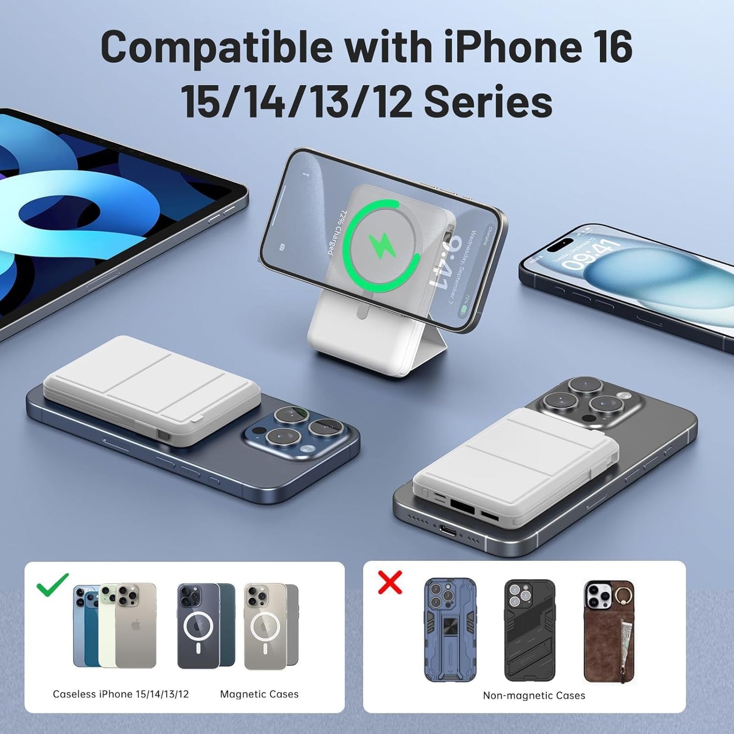 Azmuth 10000mAh Magnetic MagSafe Power Bank With LED Display
