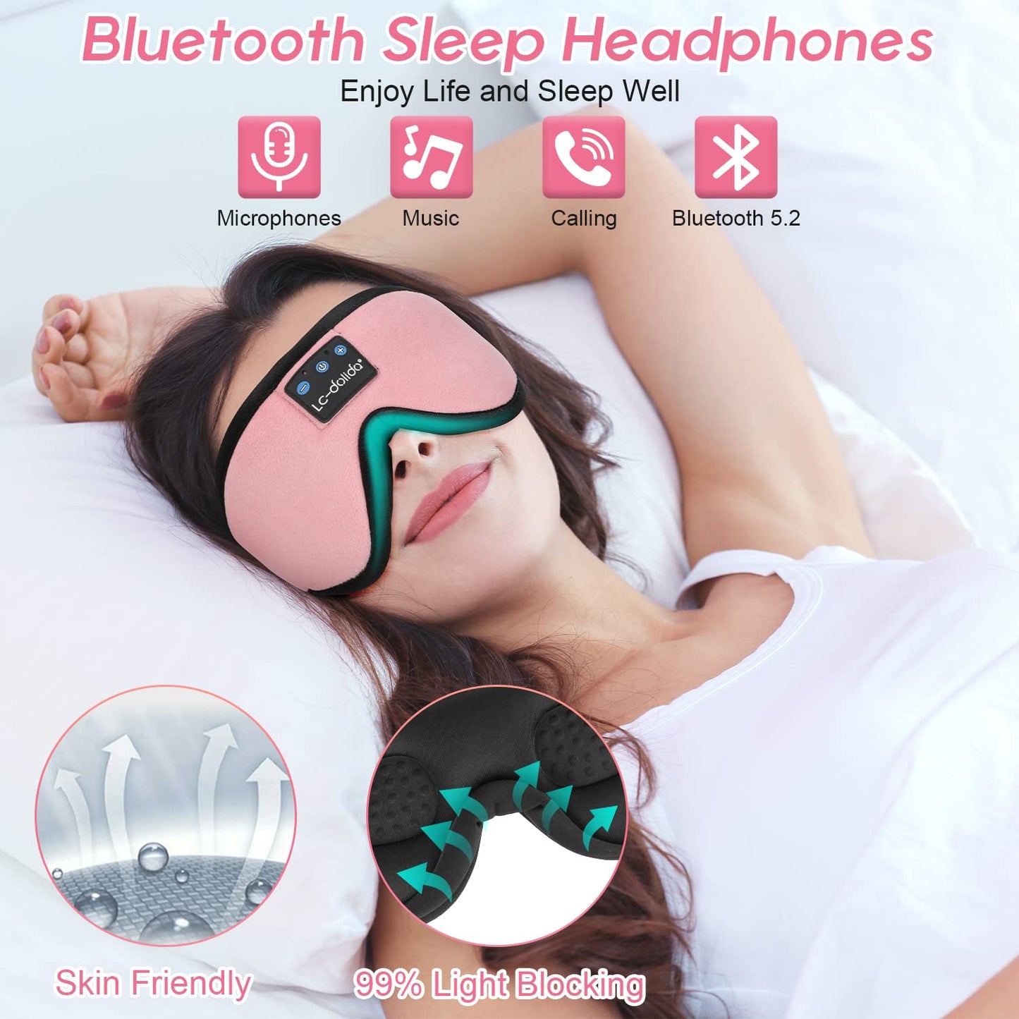 Sleep Headphones Bluetooth Eye Mask for Side Sleepers