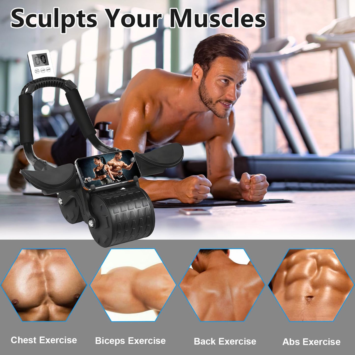 2025 Ab Roller Wheel With Knee Mat And Timer For Ab Workouts