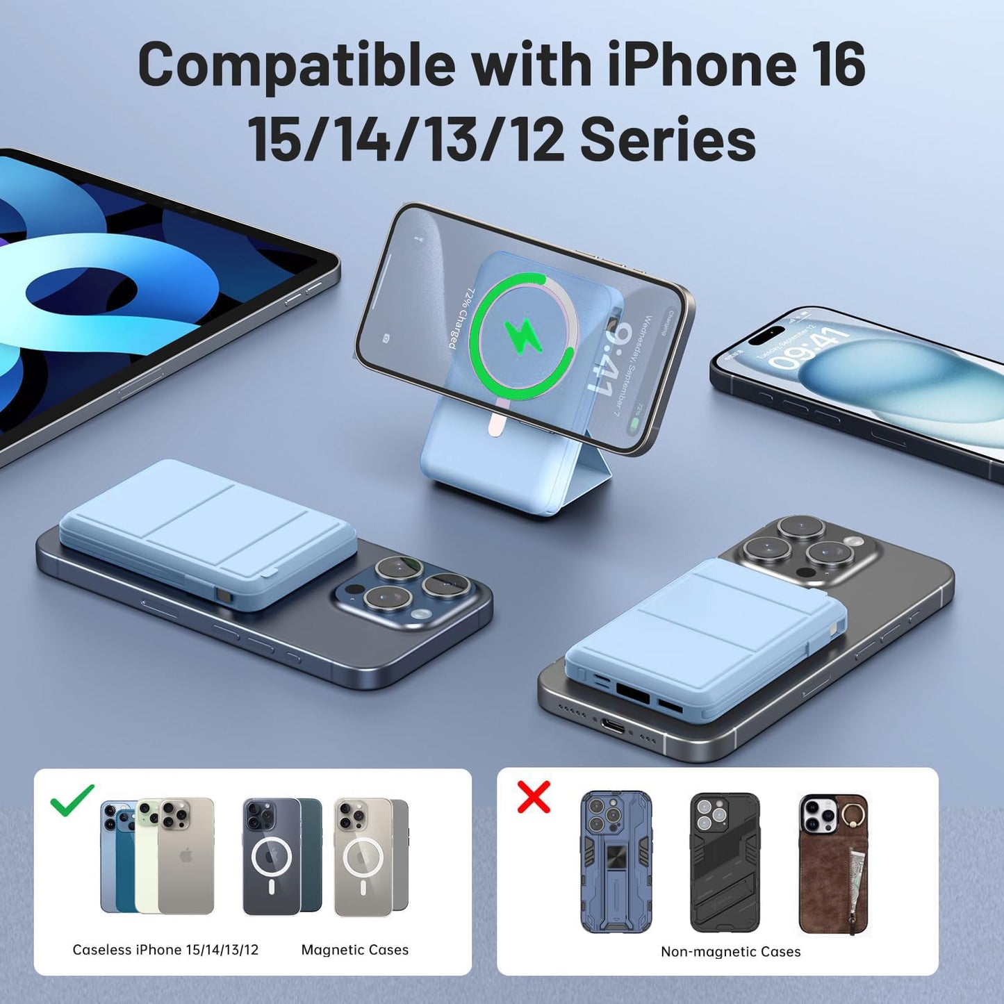 Azmuth 10000mAh Magnetic MagSafe Power Bank With LED Display