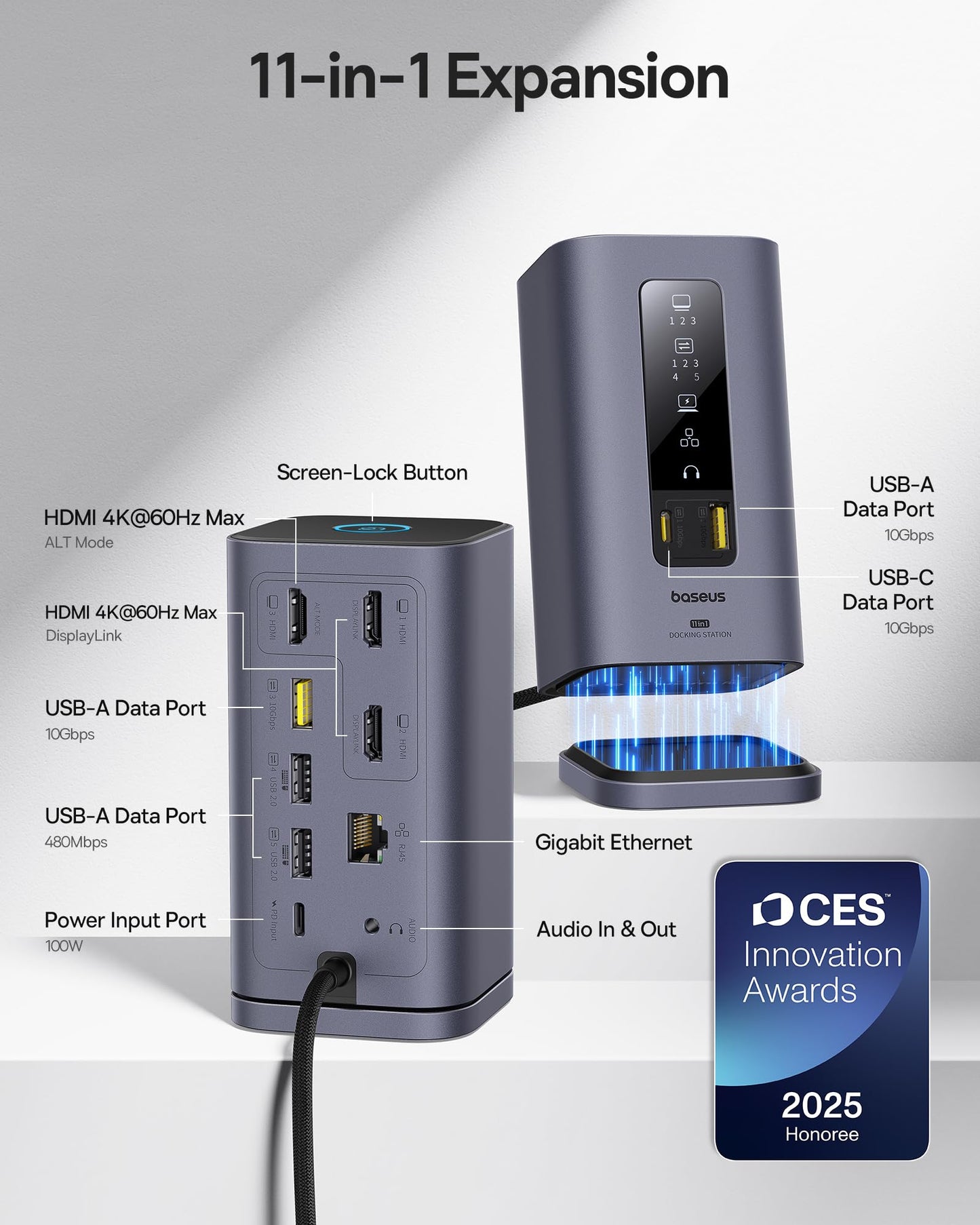 Baseus Spacemate 11 In 1 Docking Station 4K HDMI DP USB C