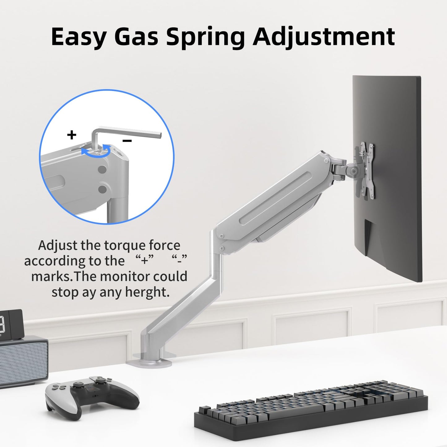 Suptek Gas Spring Monitor Arm Desk Mount Fits 17 to 32 Inch