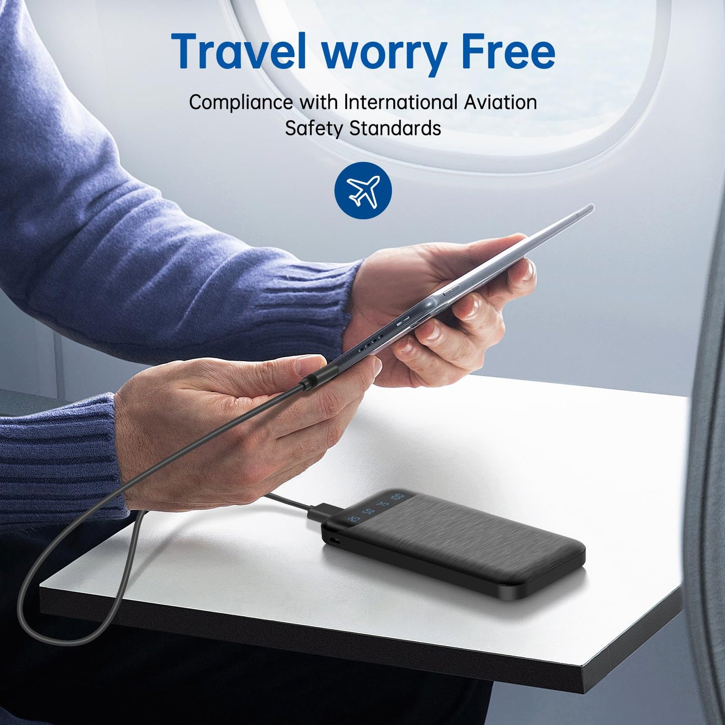 Power Bank 10000mAh Portable Charger Slim Battery Pack USB C