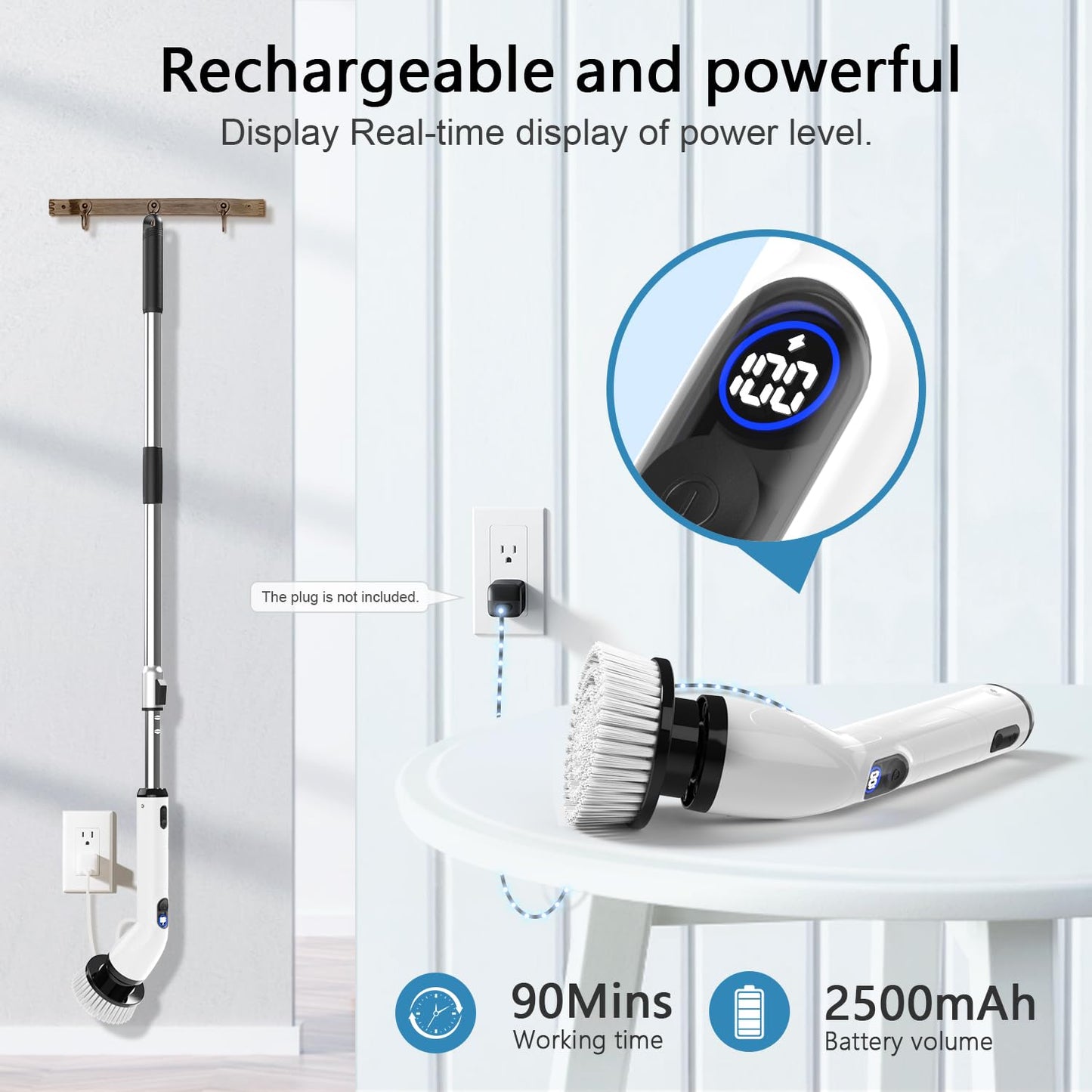 TUYU Electric Spin Scrubber Cordless IPX7 Waterproof