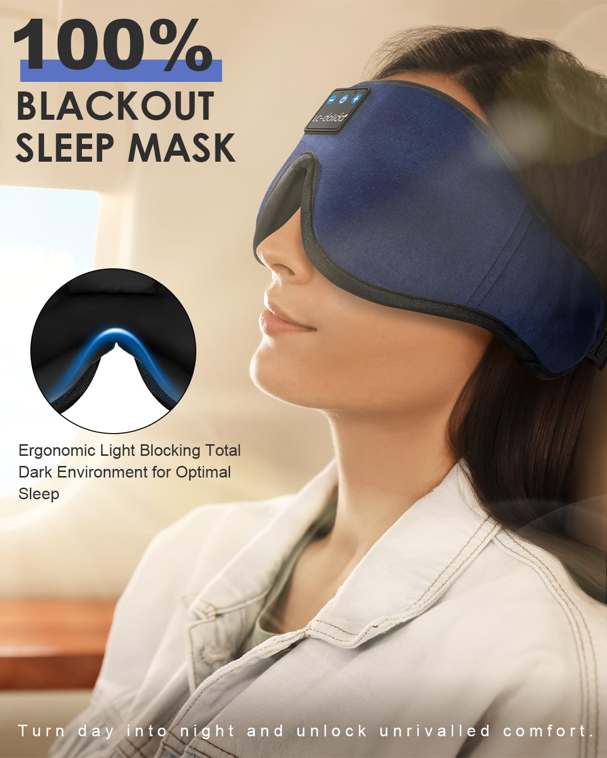 Sleep Headphones Bluetooth Eye Mask for Side Sleepers
