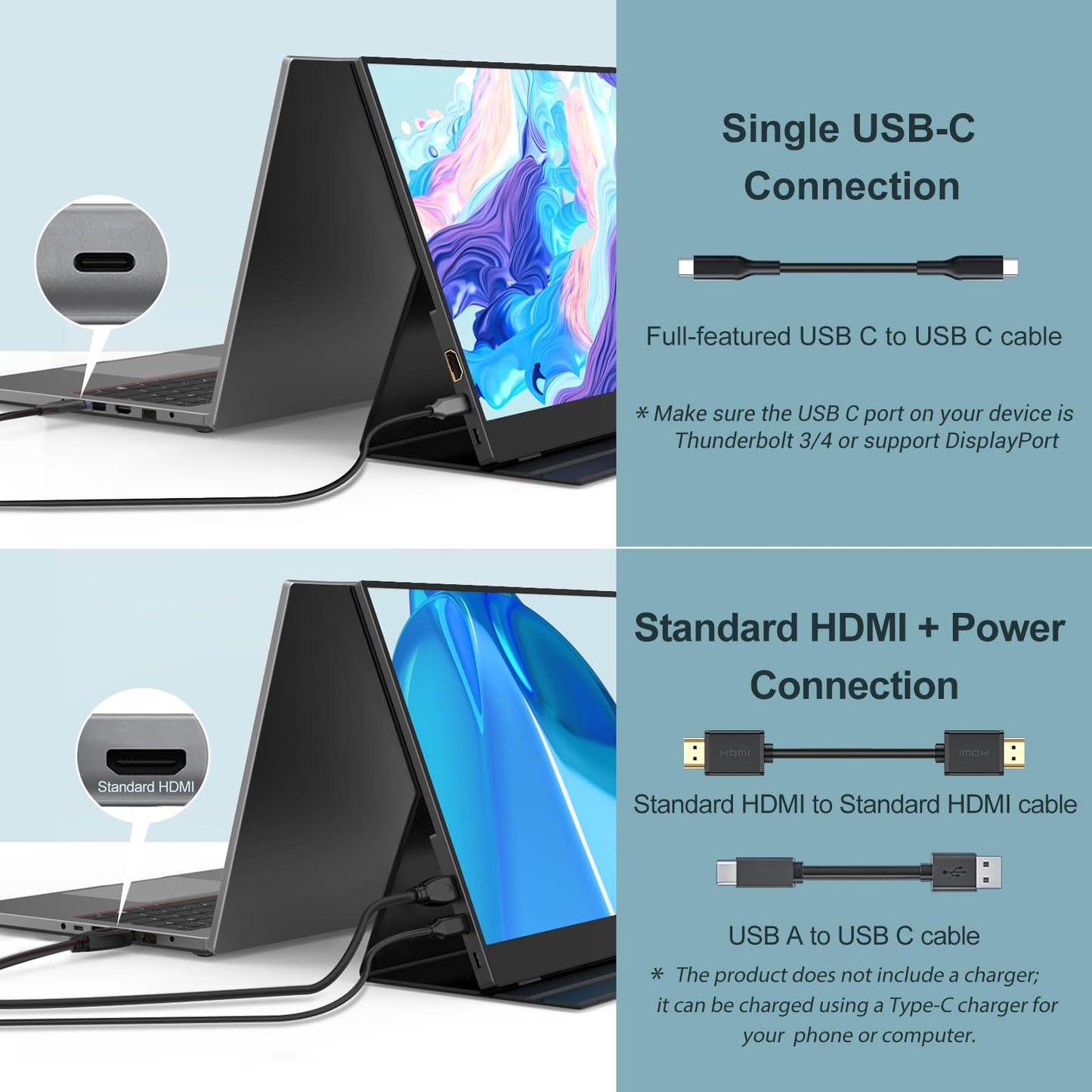 InnoView 15 Inch Portable Monitor FHD 1080P HDMI USB C