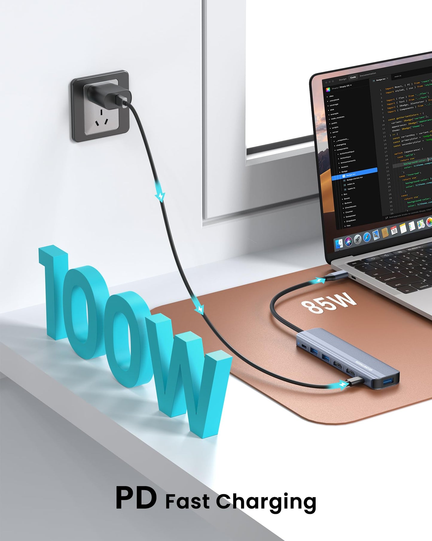 USB C Hub Docking Station Dual 4K HDMI 60Hz With 100W PD