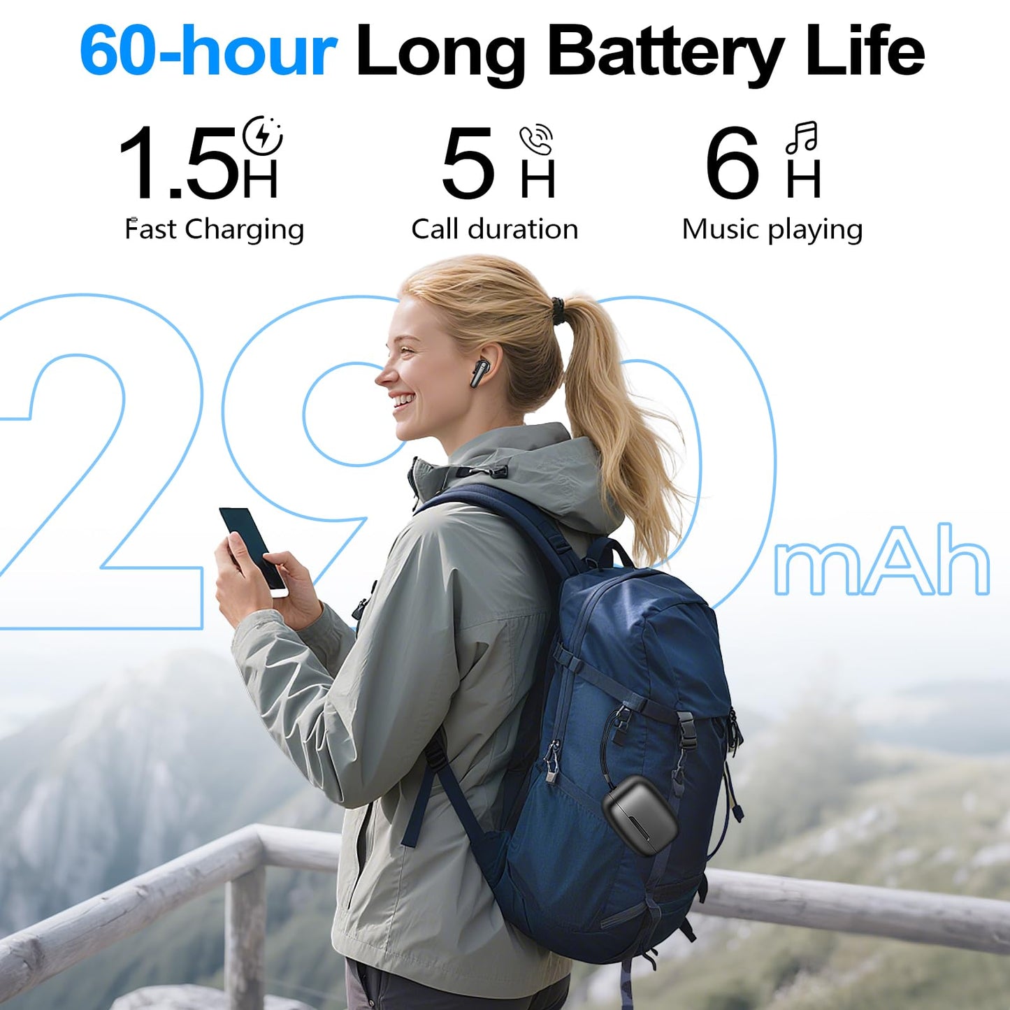 Kurdene Wireless Ear Buds Bluetooth 5.4 Bass Earphones