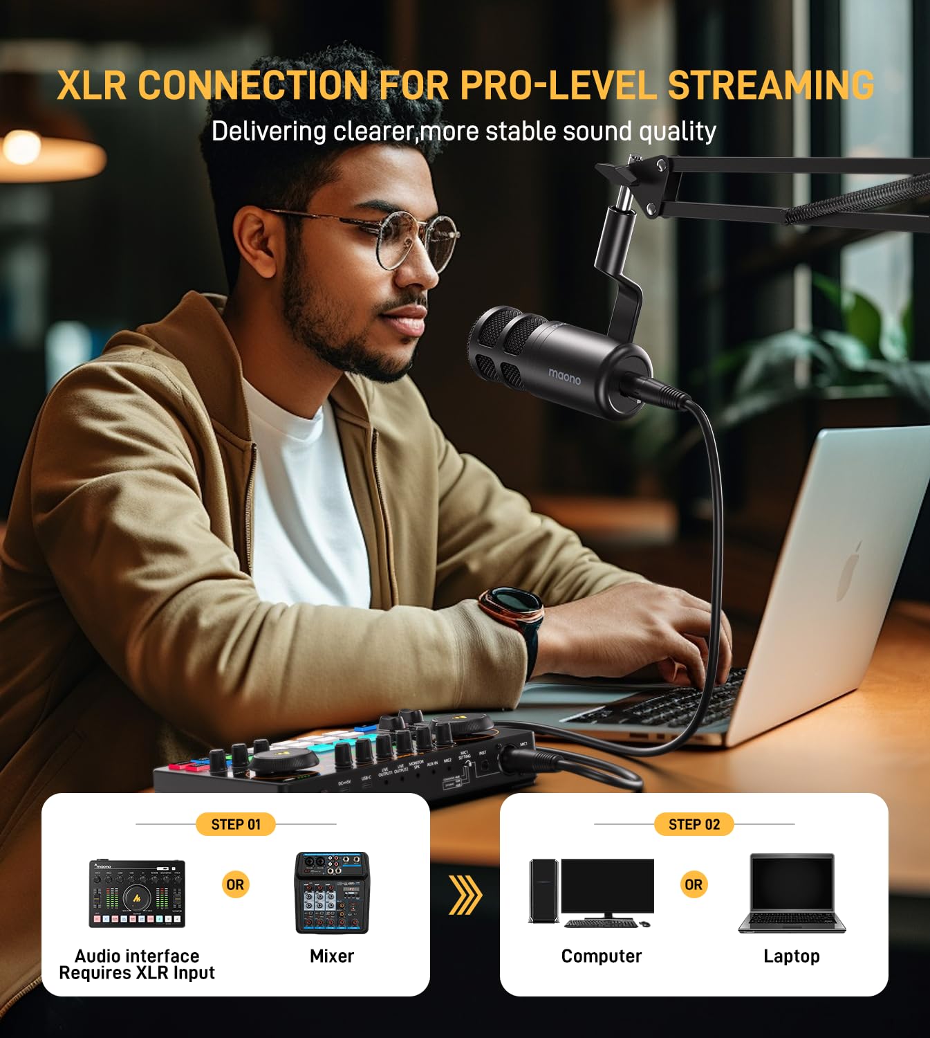 Maono PD100 XLR Cardioid Dynamic Podcast Microphone