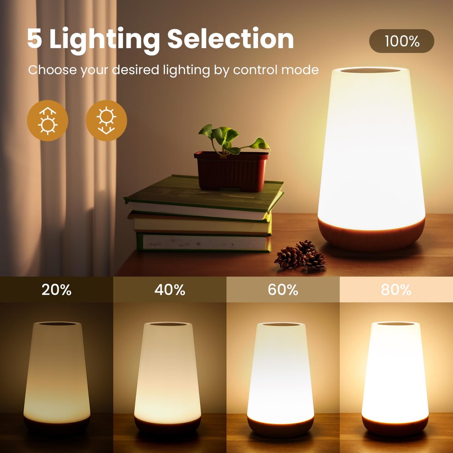 THAUSDAS Dimmable Touch Night Light RGB Colors For Bedroom