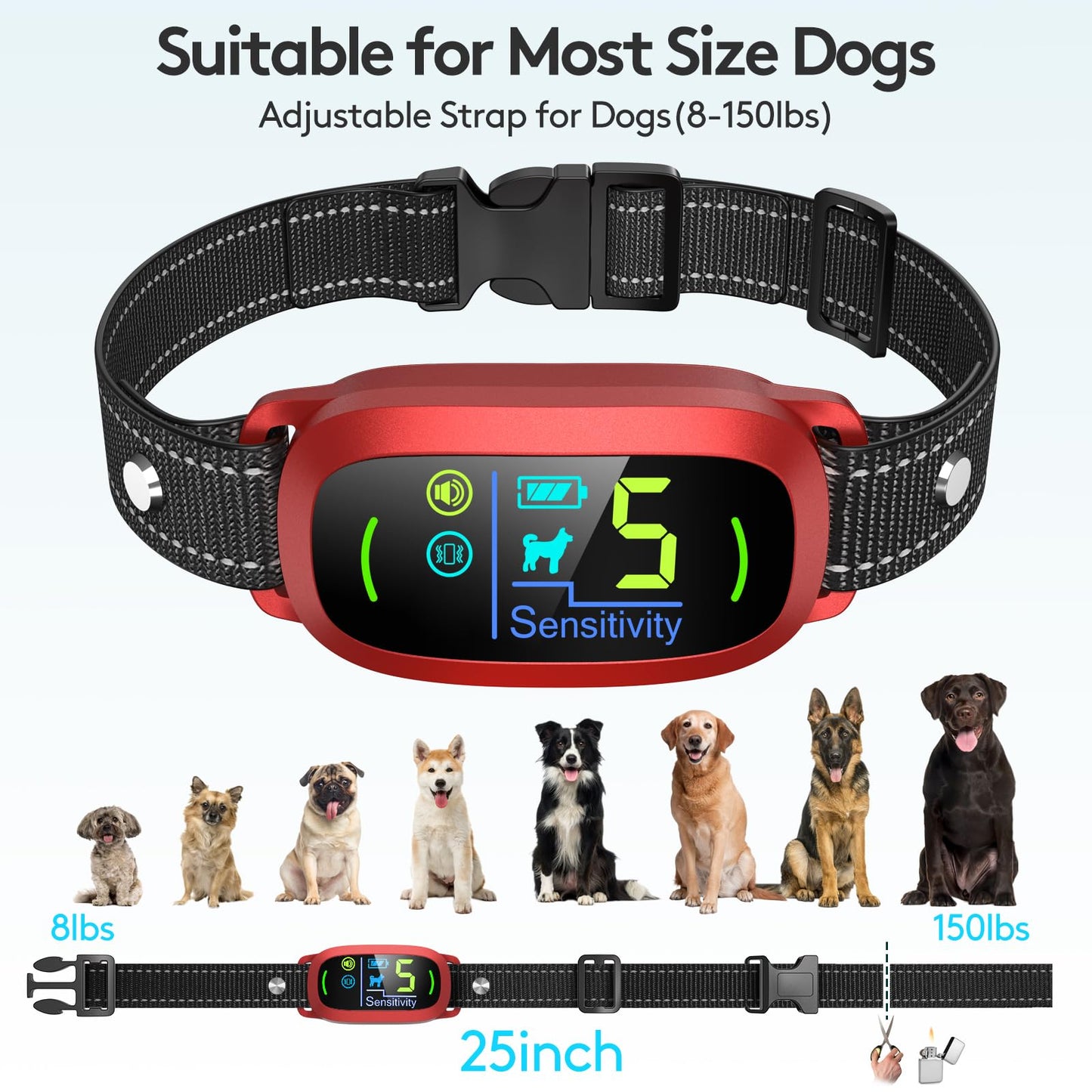 Rechargeable Dog Bark Collar with Adjustable Sensitivity Levels