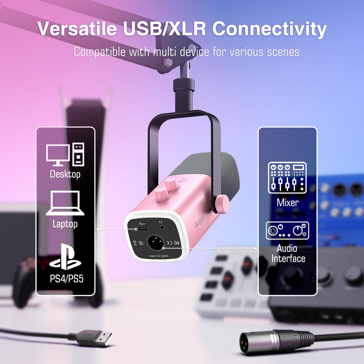 FIFINE AM8T XLR USB Gaming Microphone Kit with Boom Arm