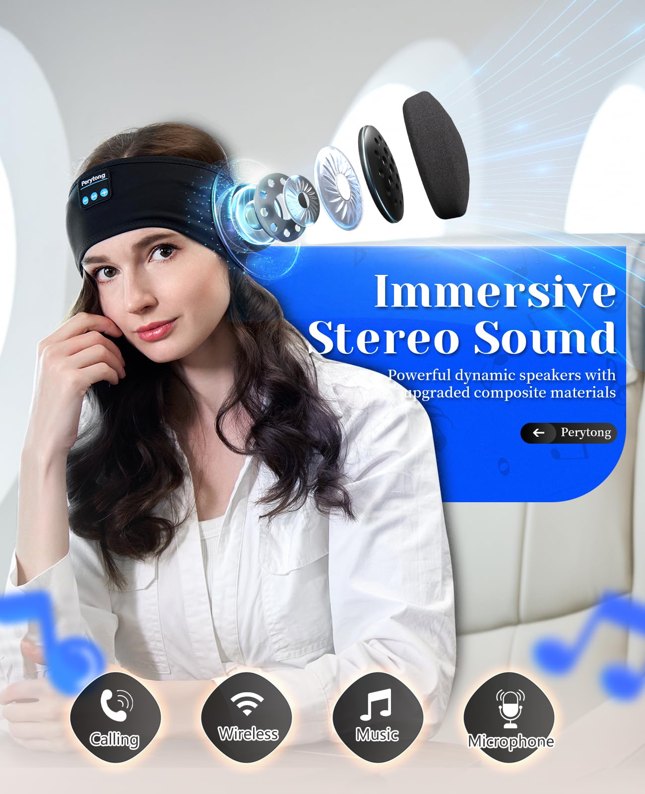 Perytong Sleep Headphones Wireless Bluetooth Headband