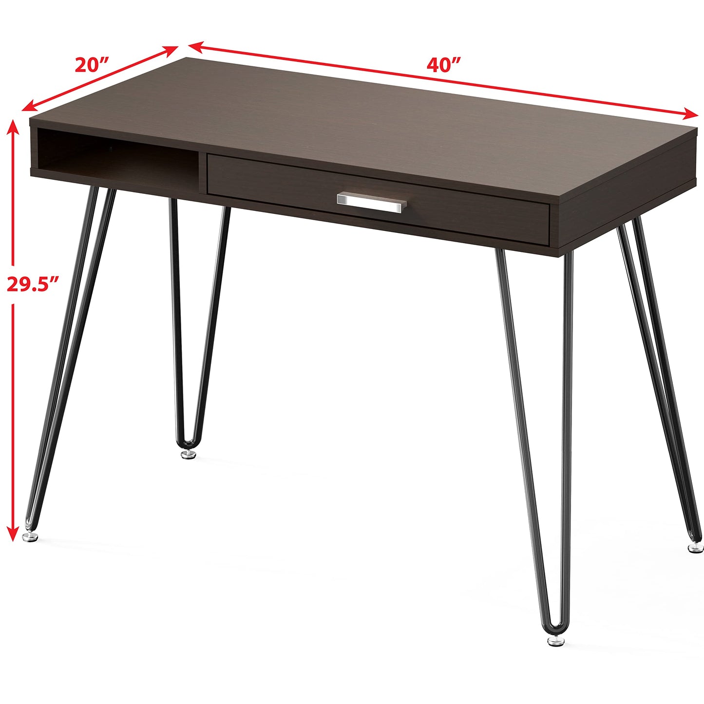 Elegant White Hairpin Leg Desk with Drawer