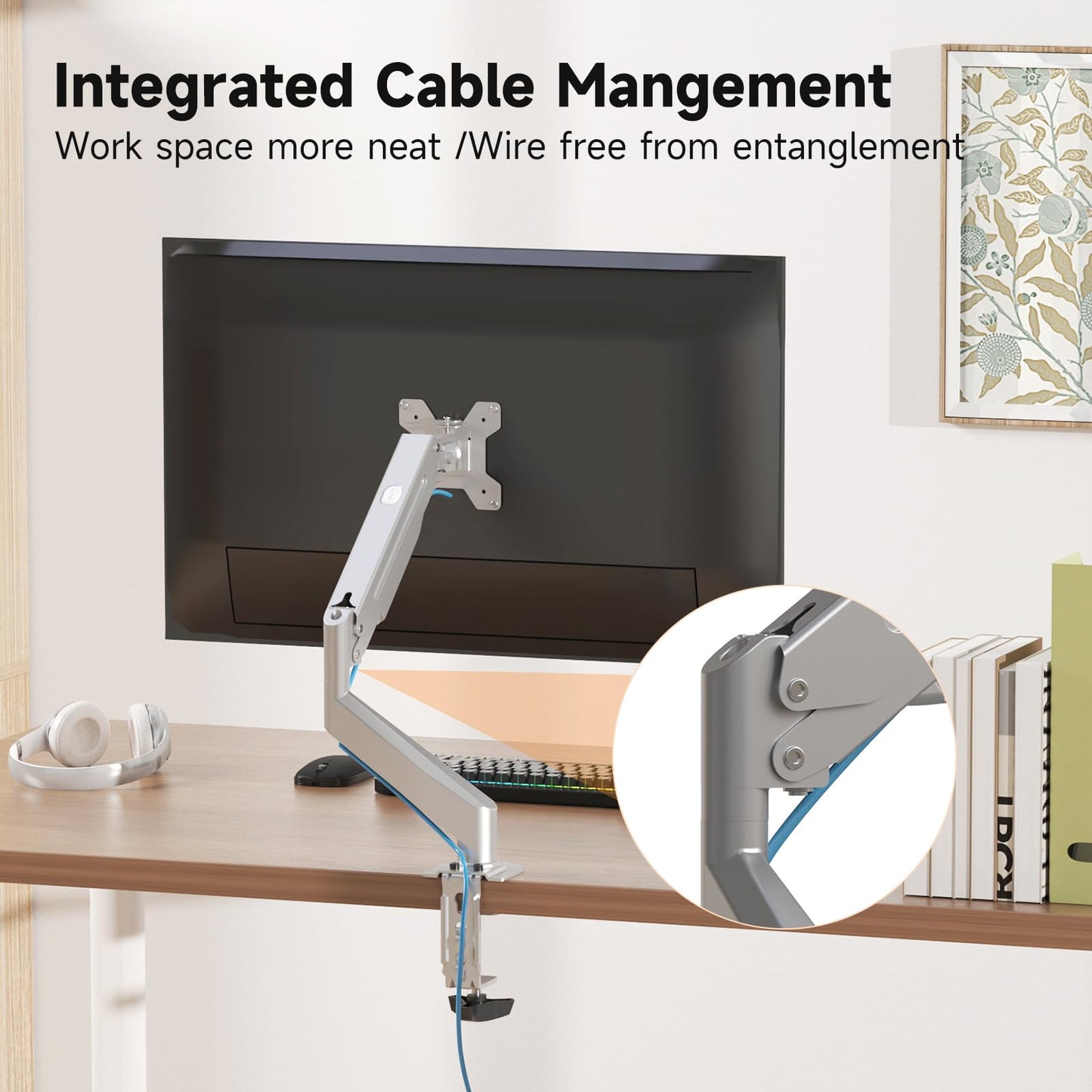 Suptek Gas Spring Monitor Arm Desk Mount Fits 17 to 32 Inch