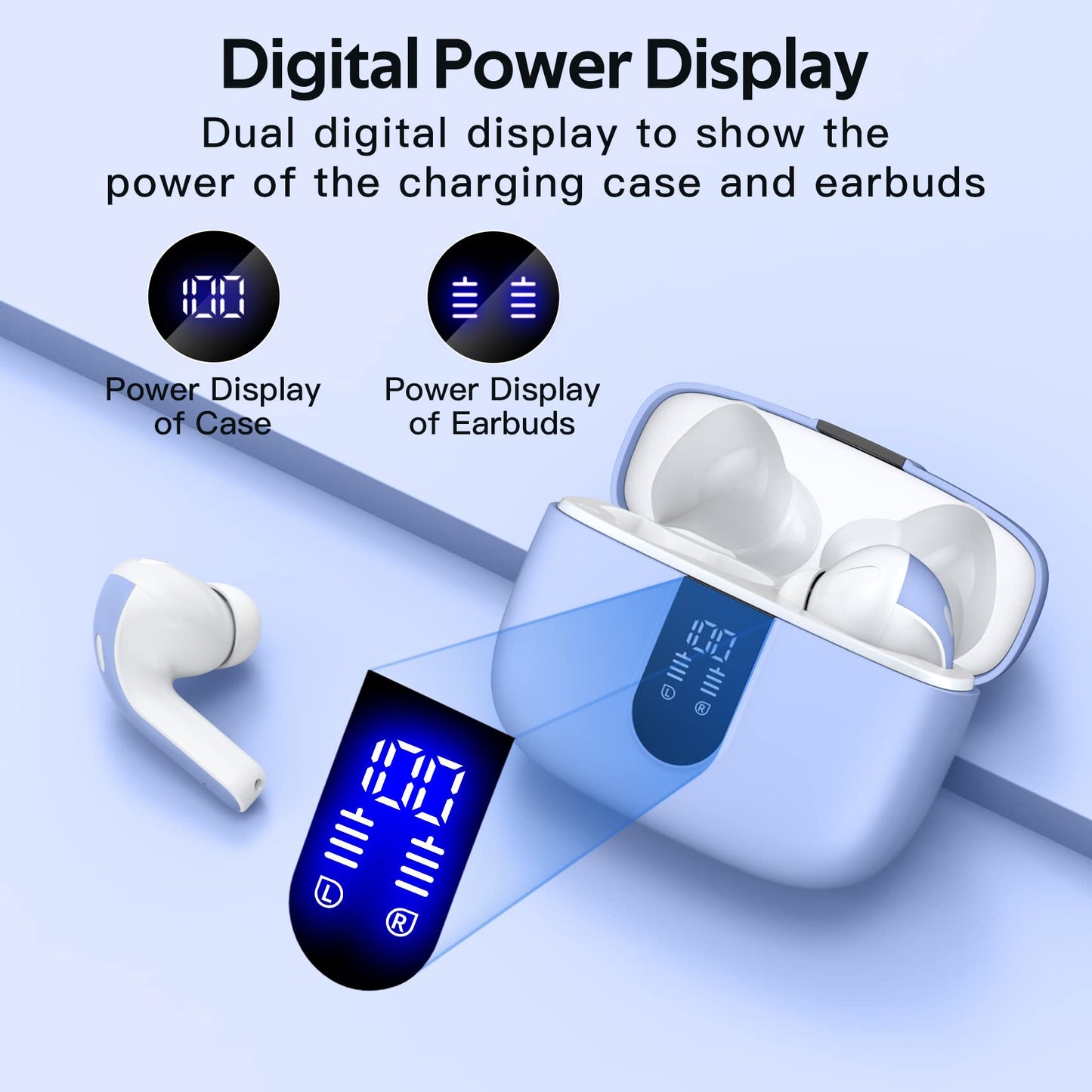Tagry Bluetooth Earbuds True Wireless LED Power Display Case