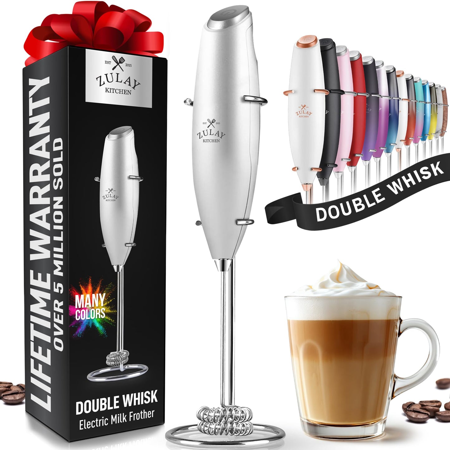 Zulay Milk Frother Wand Handheld Electric Whisk For Coffee