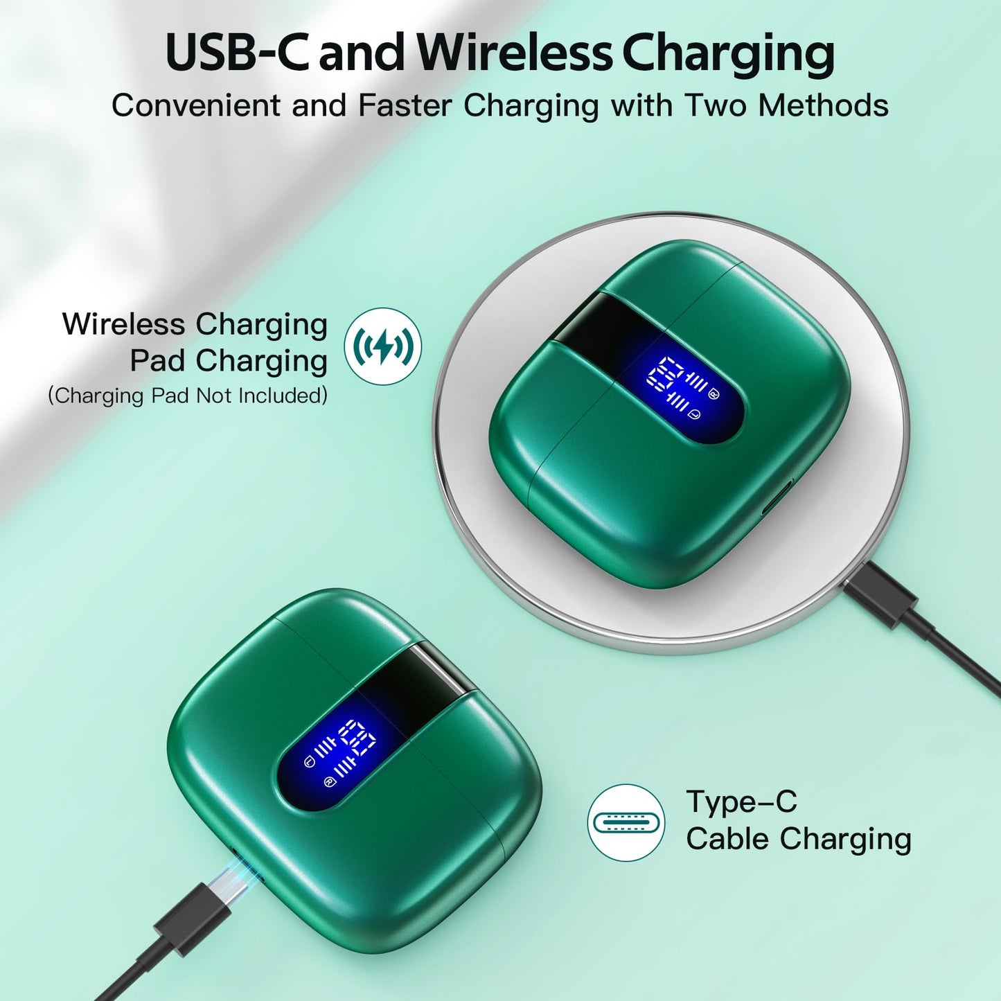 Tagry Bluetooth Earbuds True Wireless LED Power Display Case