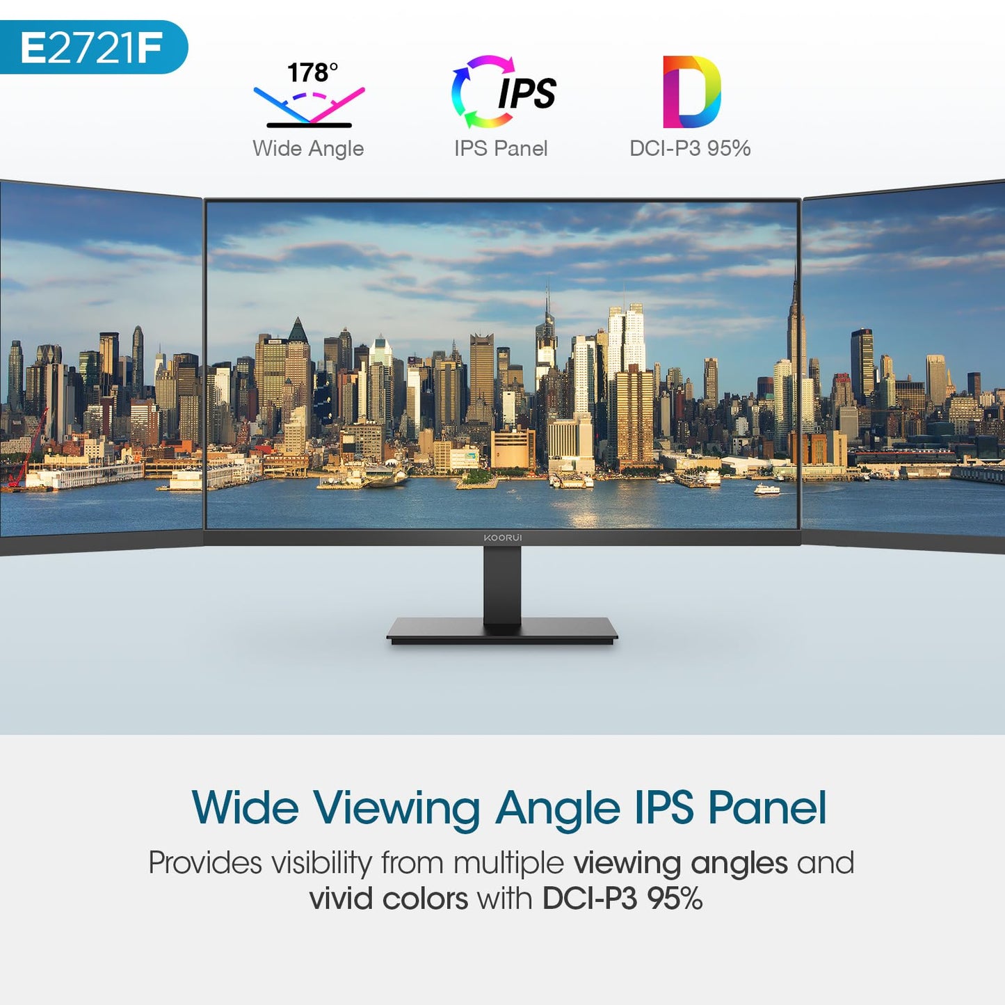 KOORUI 27 Inch IPS Monitor 1080p 100Hz HDMI VGA VESA Tilt