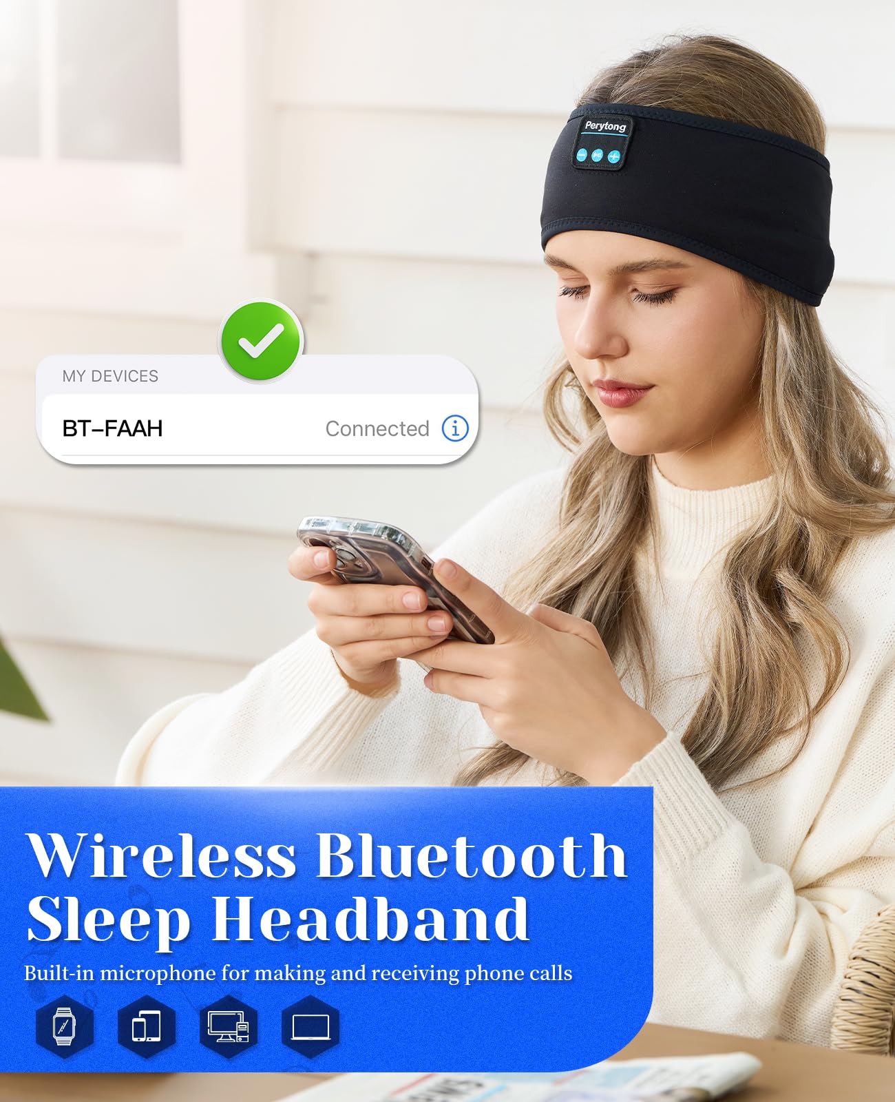 Perytong Sleep Headphones Wireless Bluetooth Headband