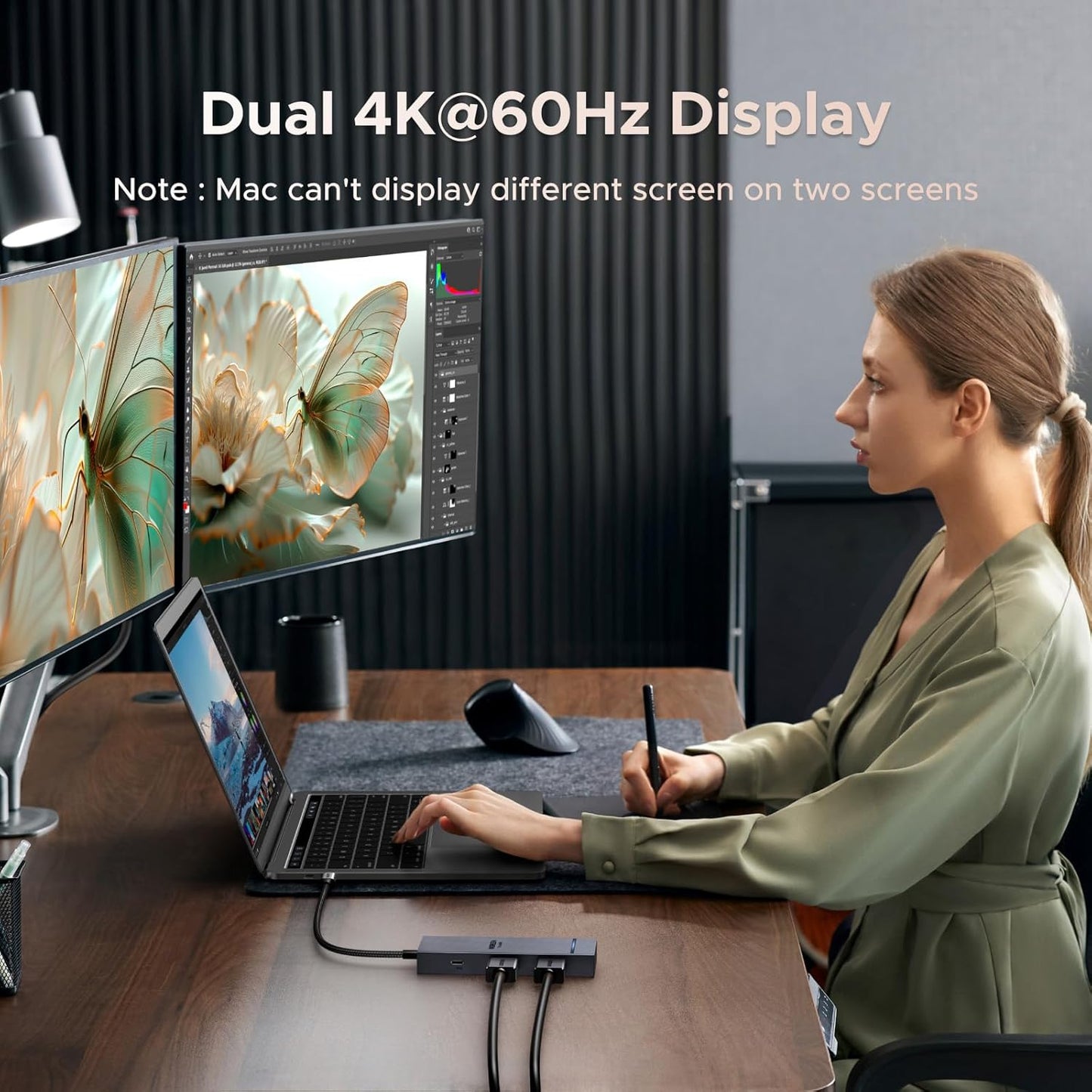 UGREEN Revodok Pro 7 In 1 USB C Dock Dual Monitor 4K60 HDMI